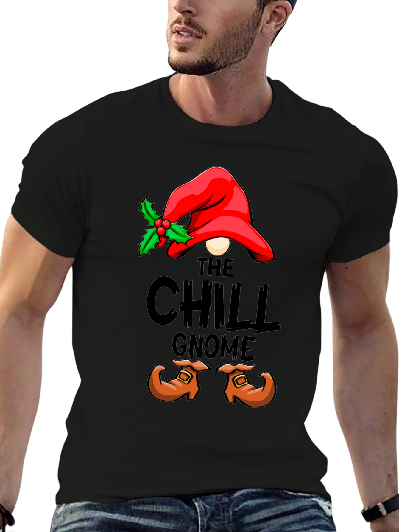Black Chill Gnome Graphic Tee - Holiday Humor view 6