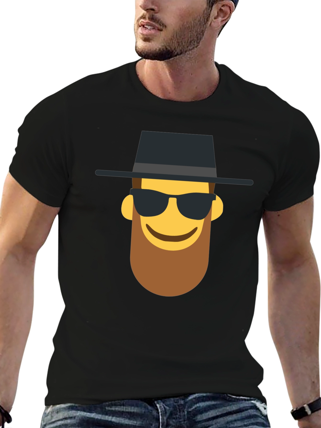 Black Cool Dude Emoji T-Shirt - Black view 6