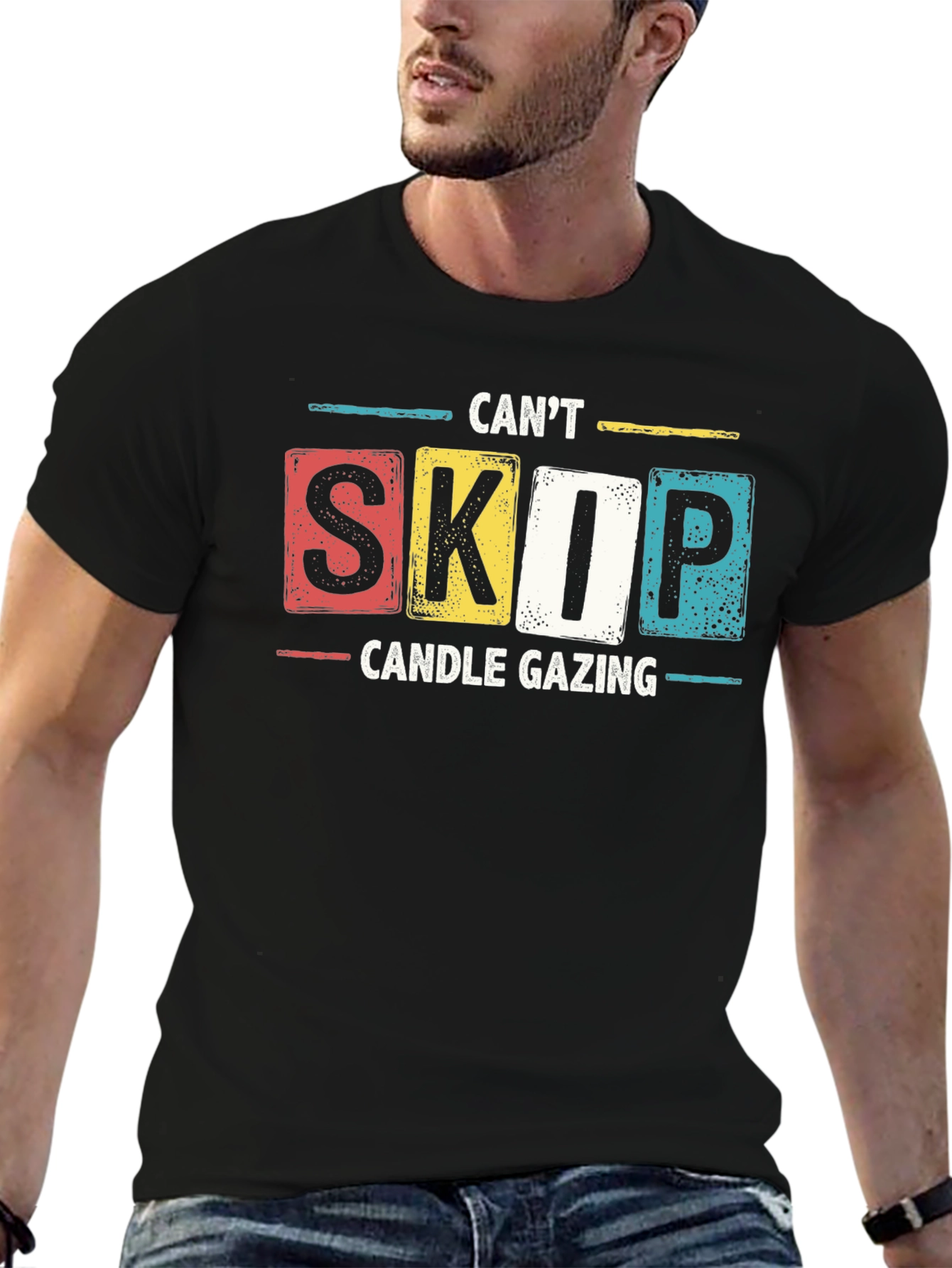 Black Can't Skip Candle Gazing T-Shirt - Novelty Graphic Tee view 6