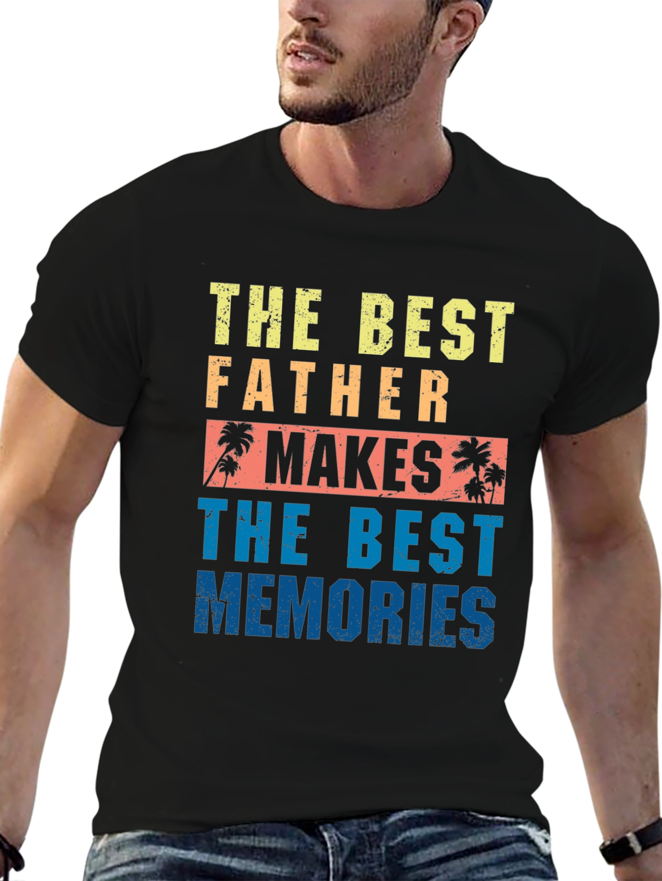 Black Best Father Makes Best Memories Graphic Tee view 6