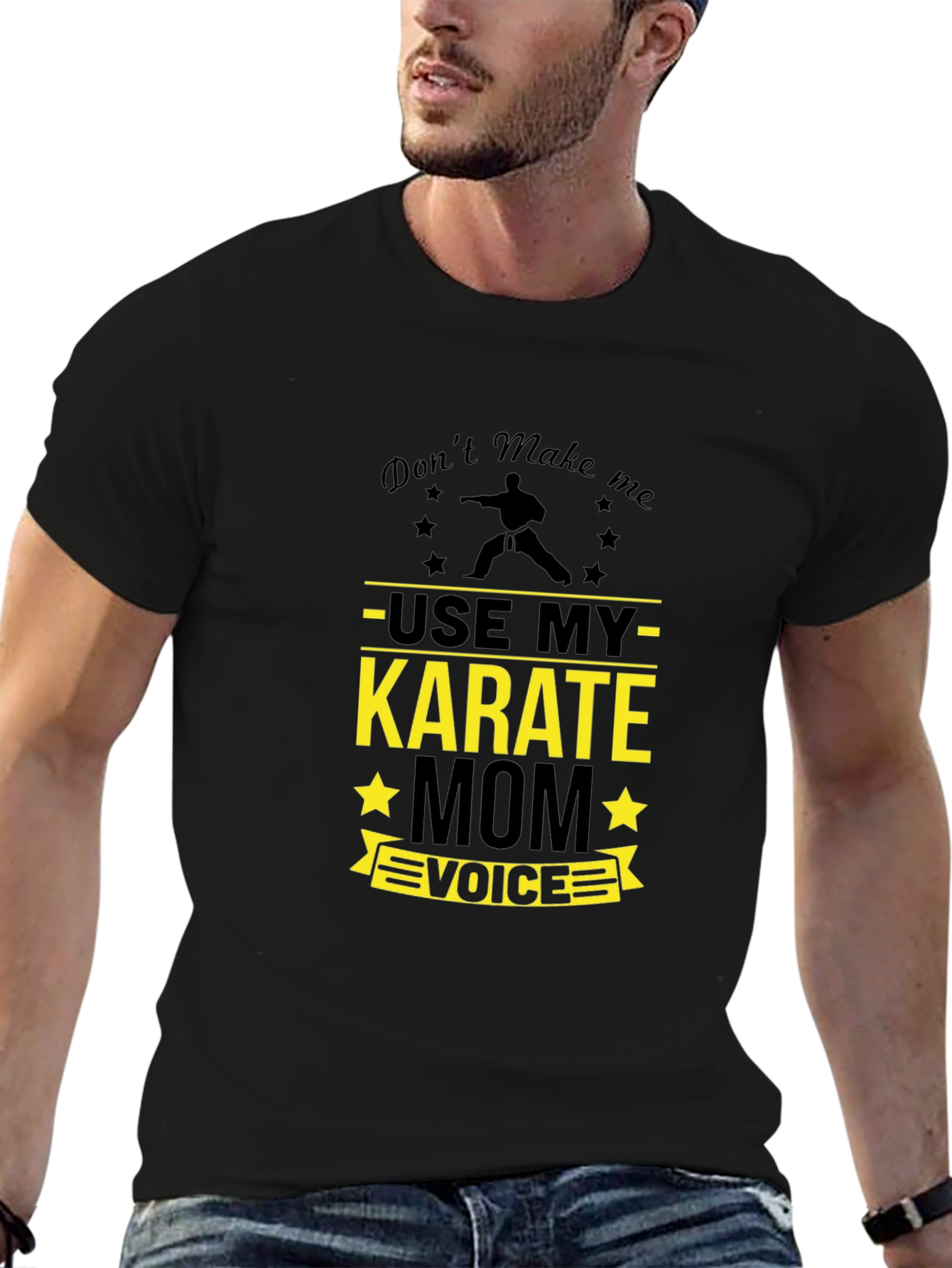Black Karate Mom T-Shirt - Use My Voice view 6