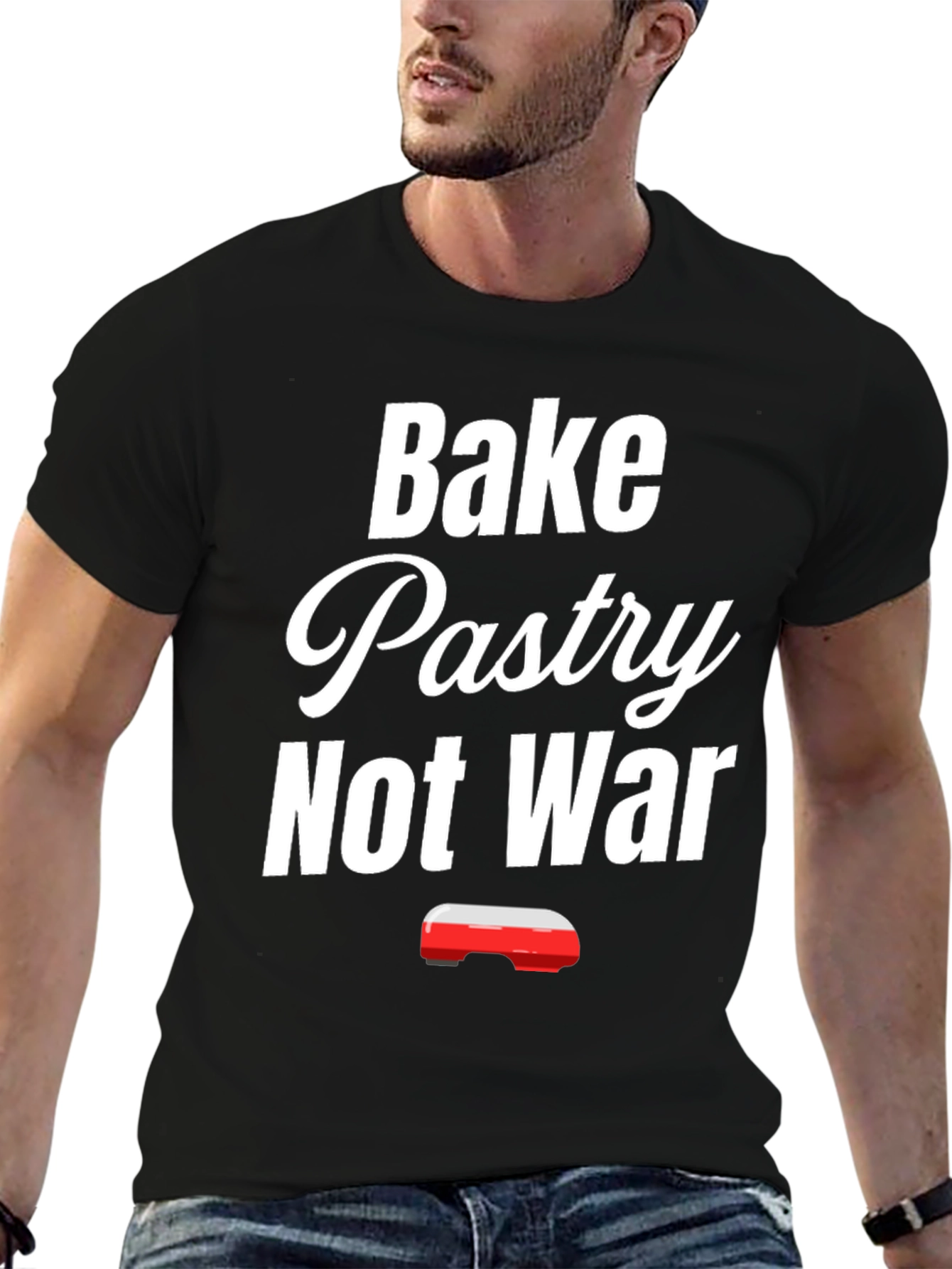 Black Bake Pastry Not War T-Shirt - Funny Baker Tee view 6