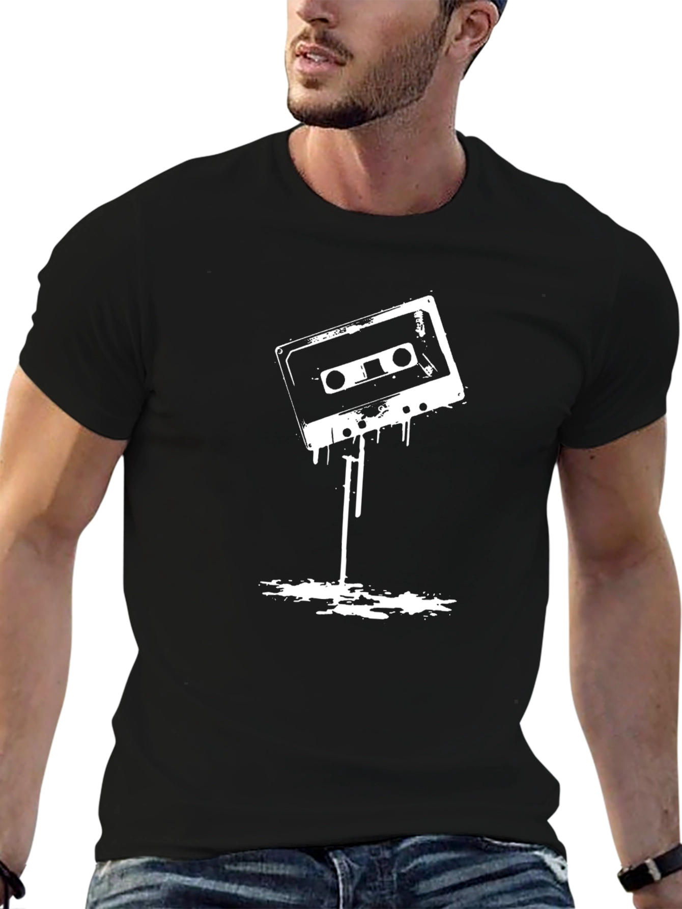 Black Retro Cassette Tape Graphic T-Shirt - Black view 6
