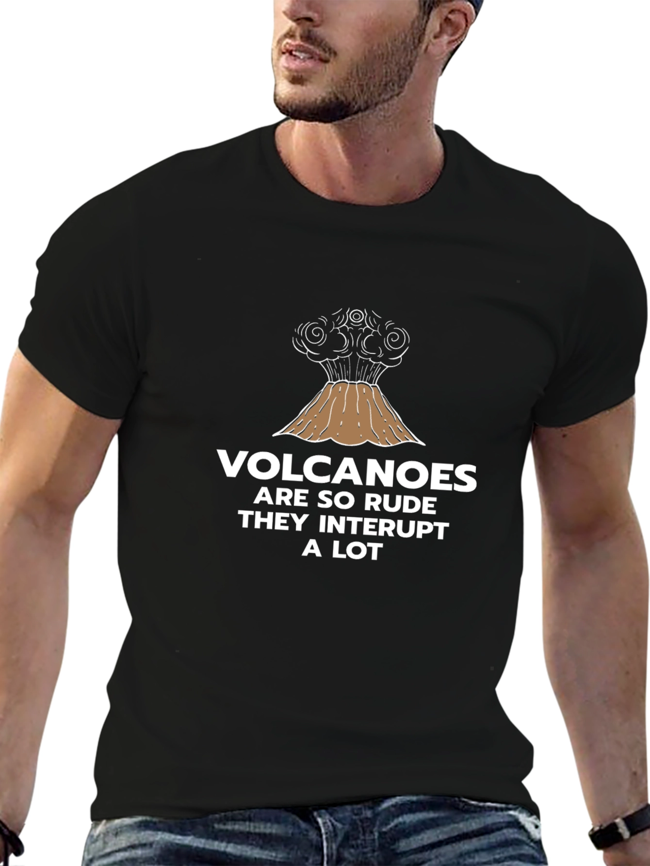 Black Volcano Humor Graphic T-Shirt view 6