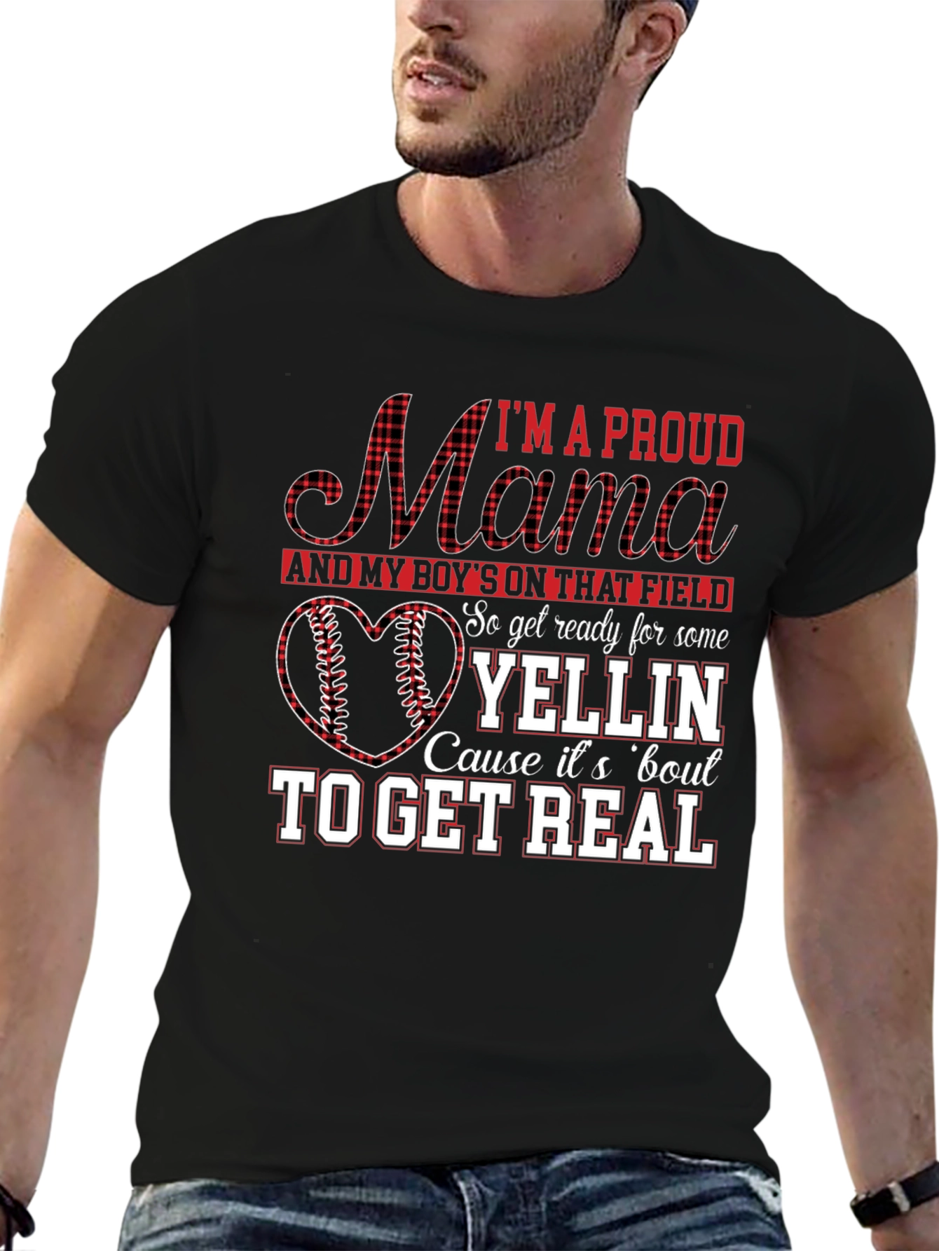 Black Proud Baseball Mama T-Shirt view 6