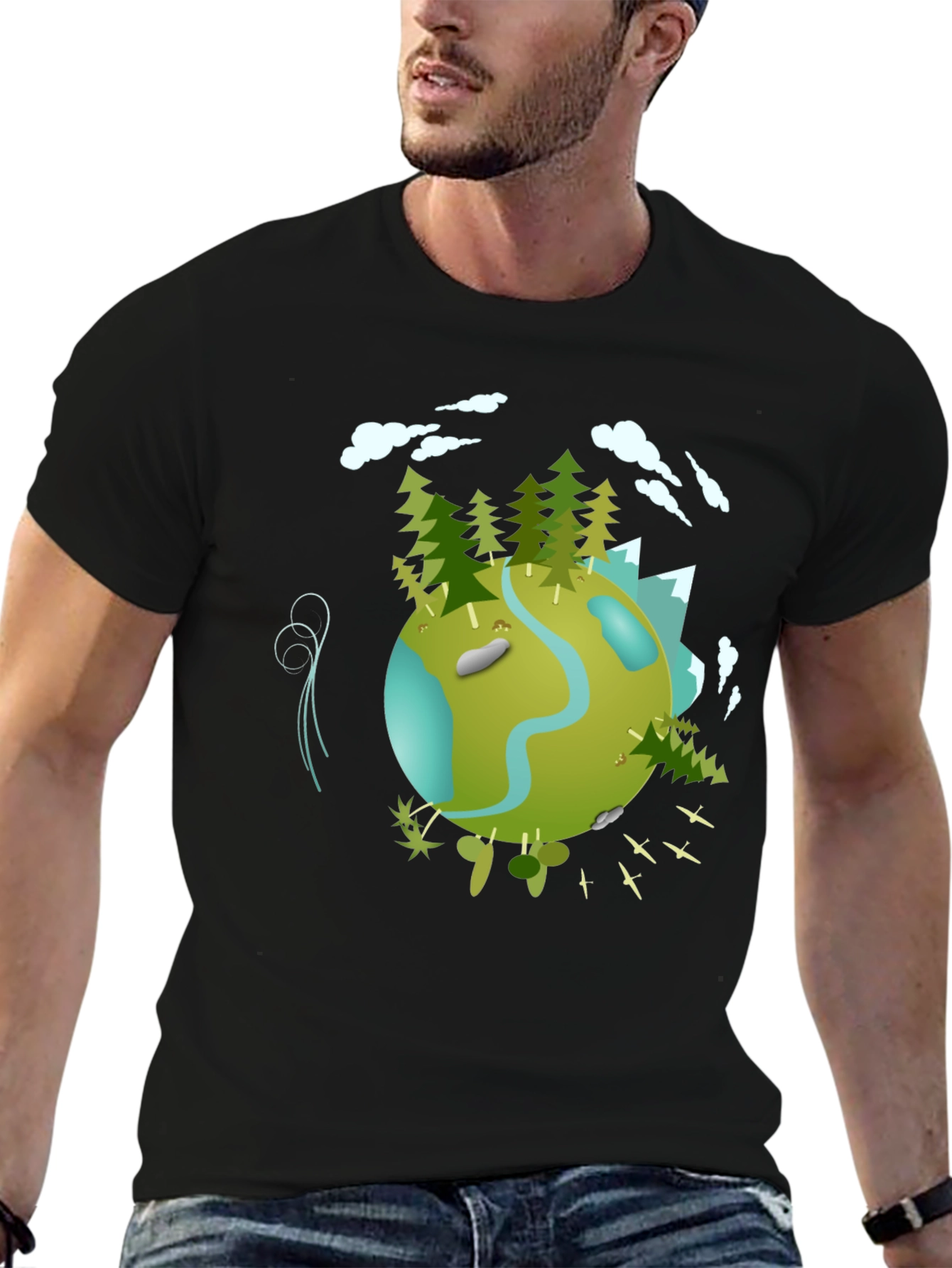 Black Eco Planet Graphic Tee - Black view 6
