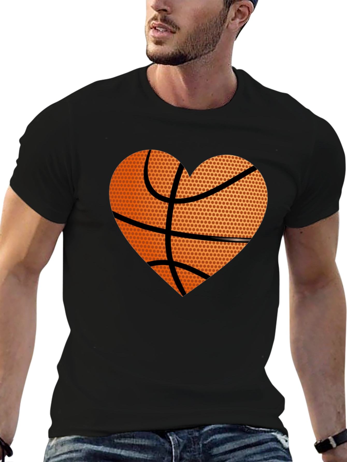 Black Basketball Heart Graphic Tee - Love the Game! view 6