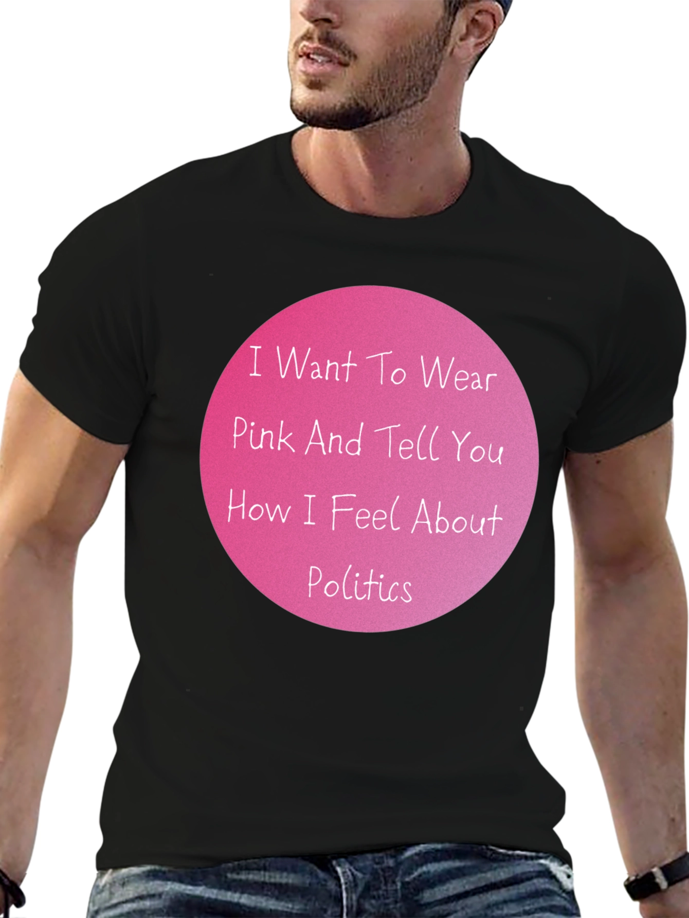 Black Pink Politics Statement T-Shirt view 6