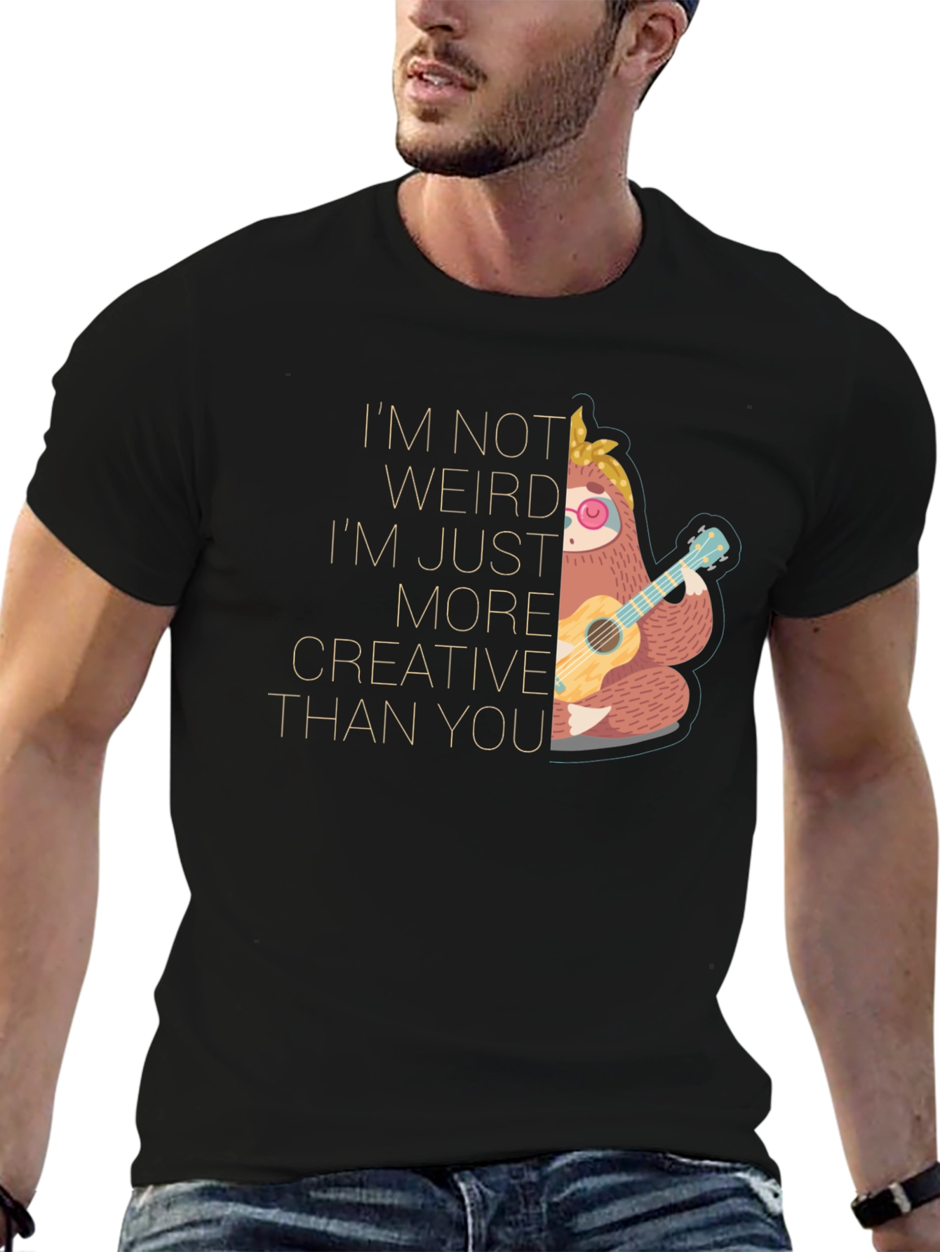 Black Creative Sloth T-Shirt - Unique Graphic Tee view 6