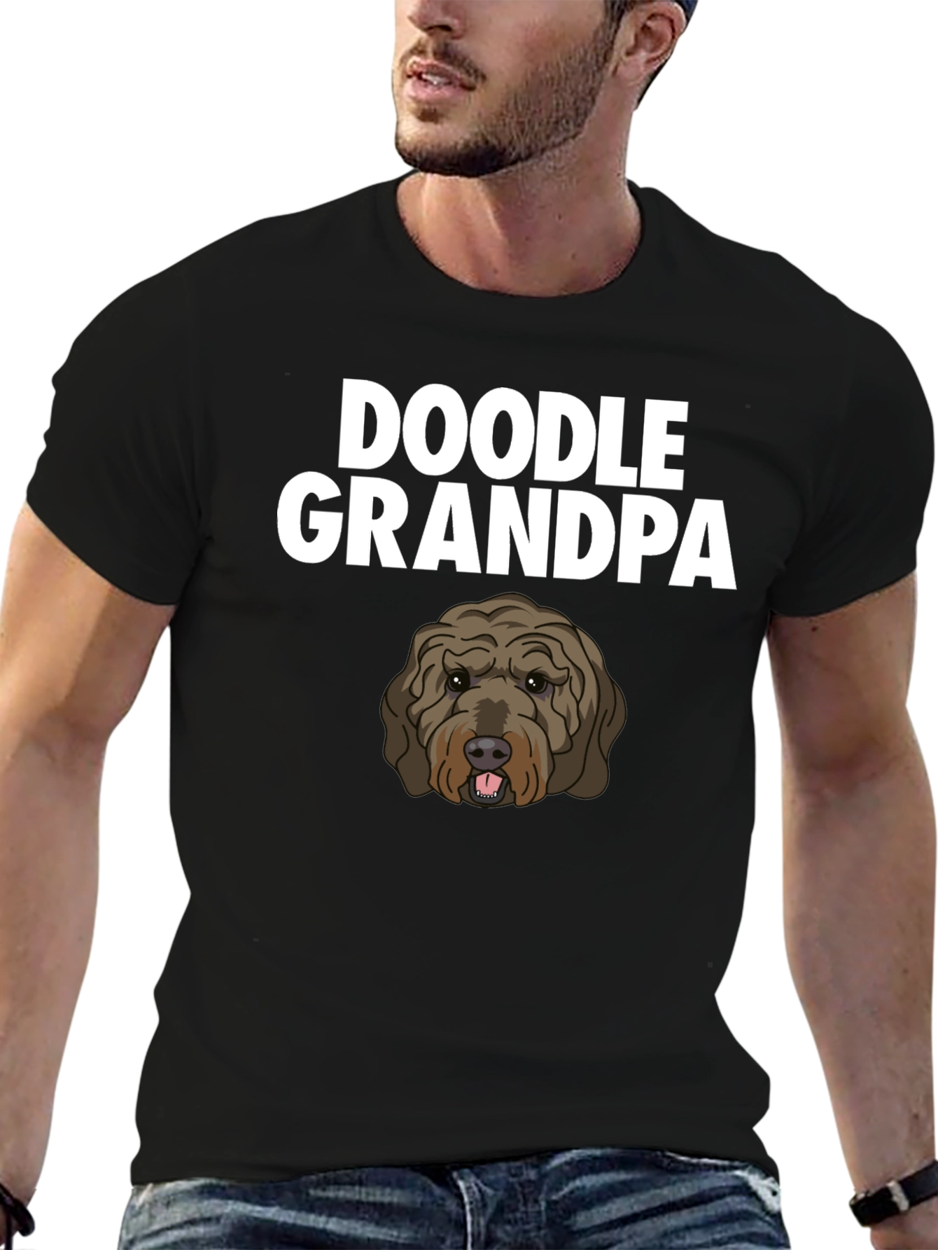 Black Doodle Grandpa T-Shirt - Dog Lover Gift view 6