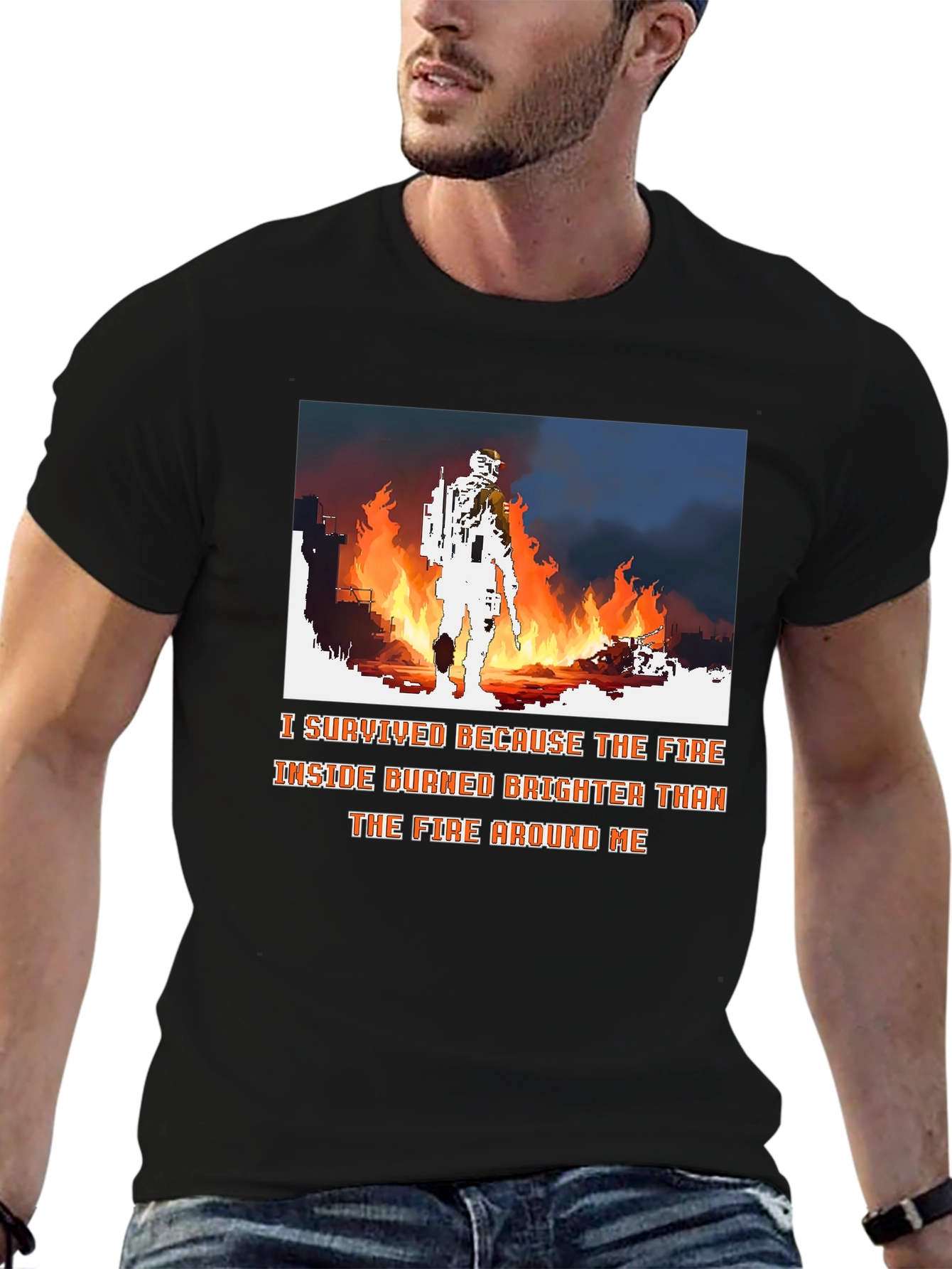 Black I Survived the Fire Graphic Tee - Courage and Resilience view 6
