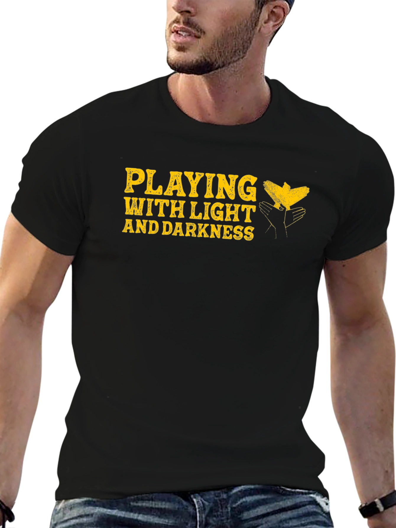 Black Playing with Light and Darkness Graphic T-Shirt view 6