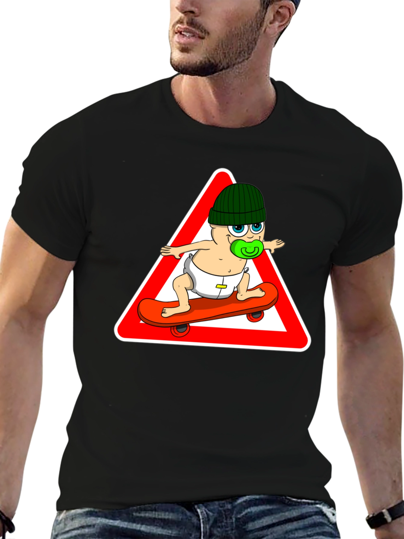 Black Baby Skateboarder Graphic Tee view 6