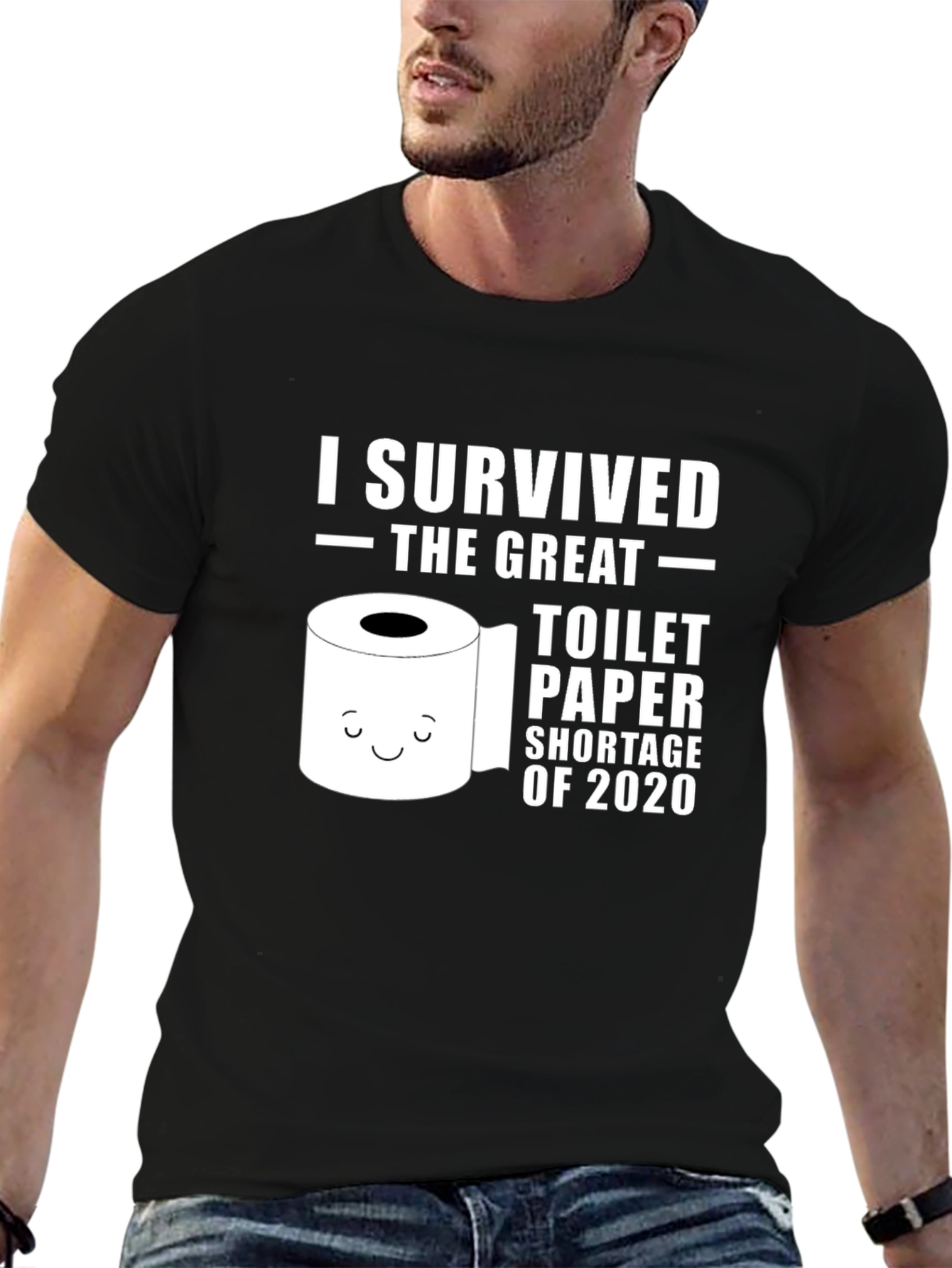 Black I Survived Toilet Paper Shortage 2020 Black T-Shirt view 6