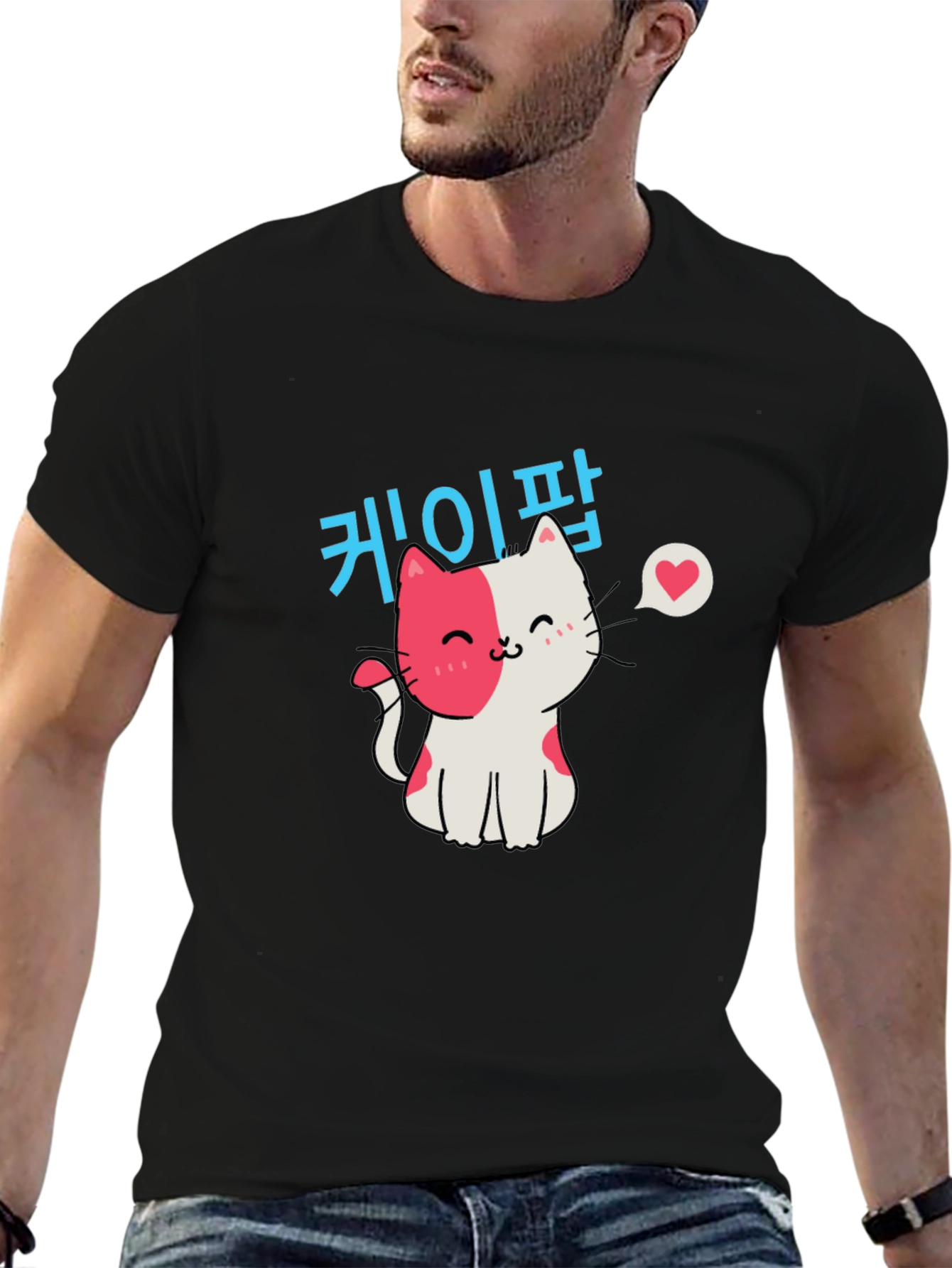 Black Cute Cat T-Shirt - Korean Pop Style view 6