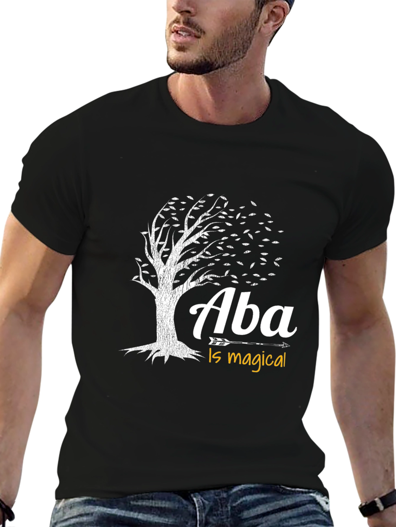 Black Aba Is Magical Tree Graphic T-Shirt - Black view 6