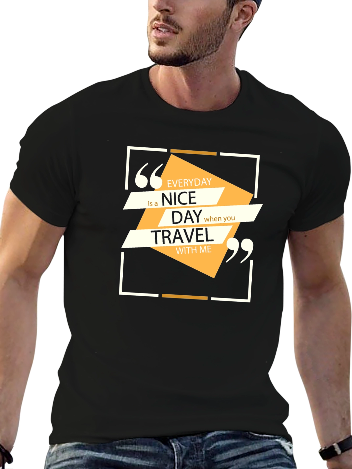 Black Everyday Nice Day Travel T-Shirt view 6