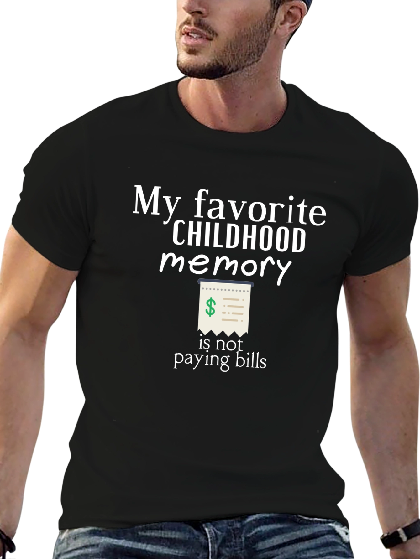 Black Funny Childhood Memory Bill T-Shirt view 6