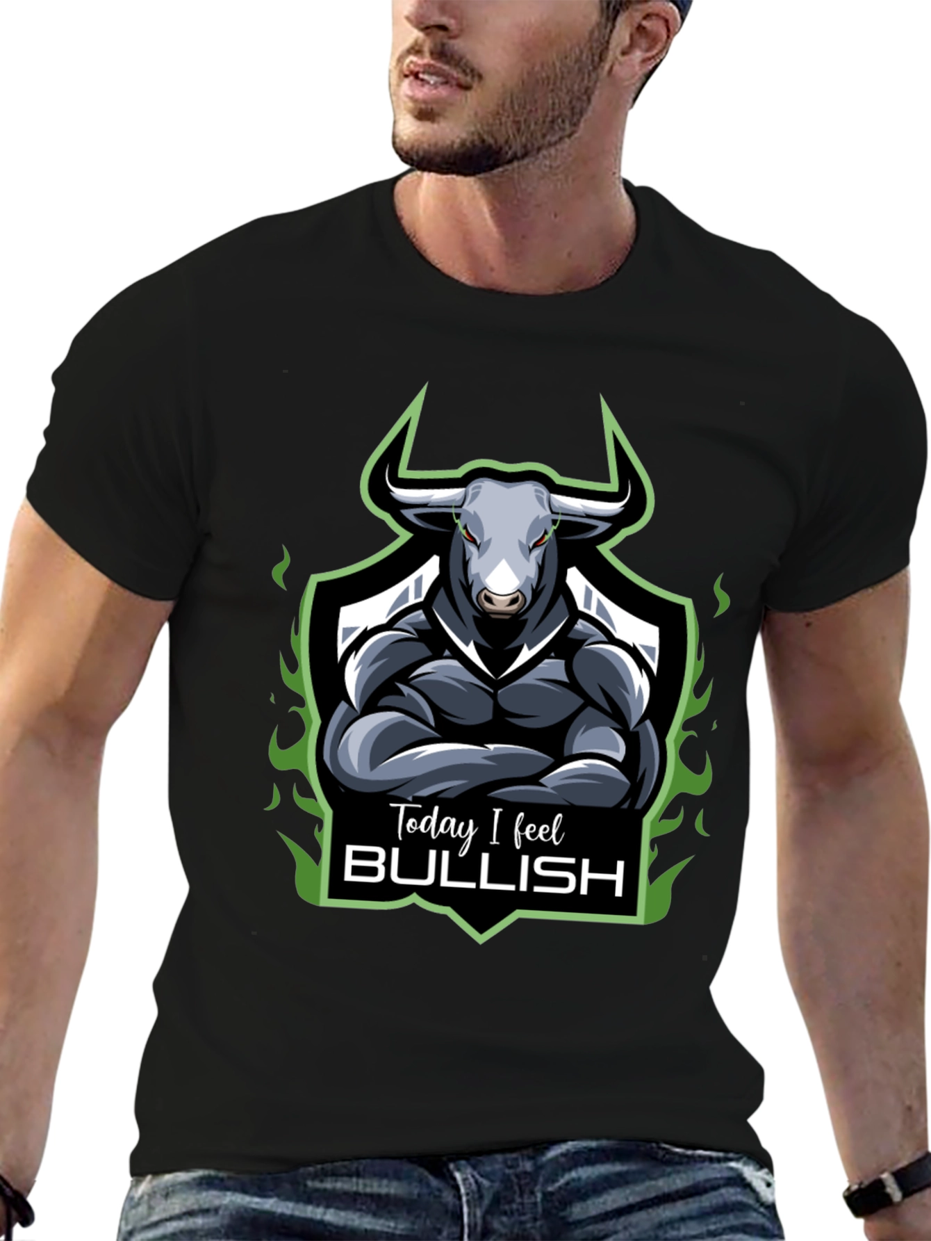 Black Today I Feel Bullish T-Shirt view 6