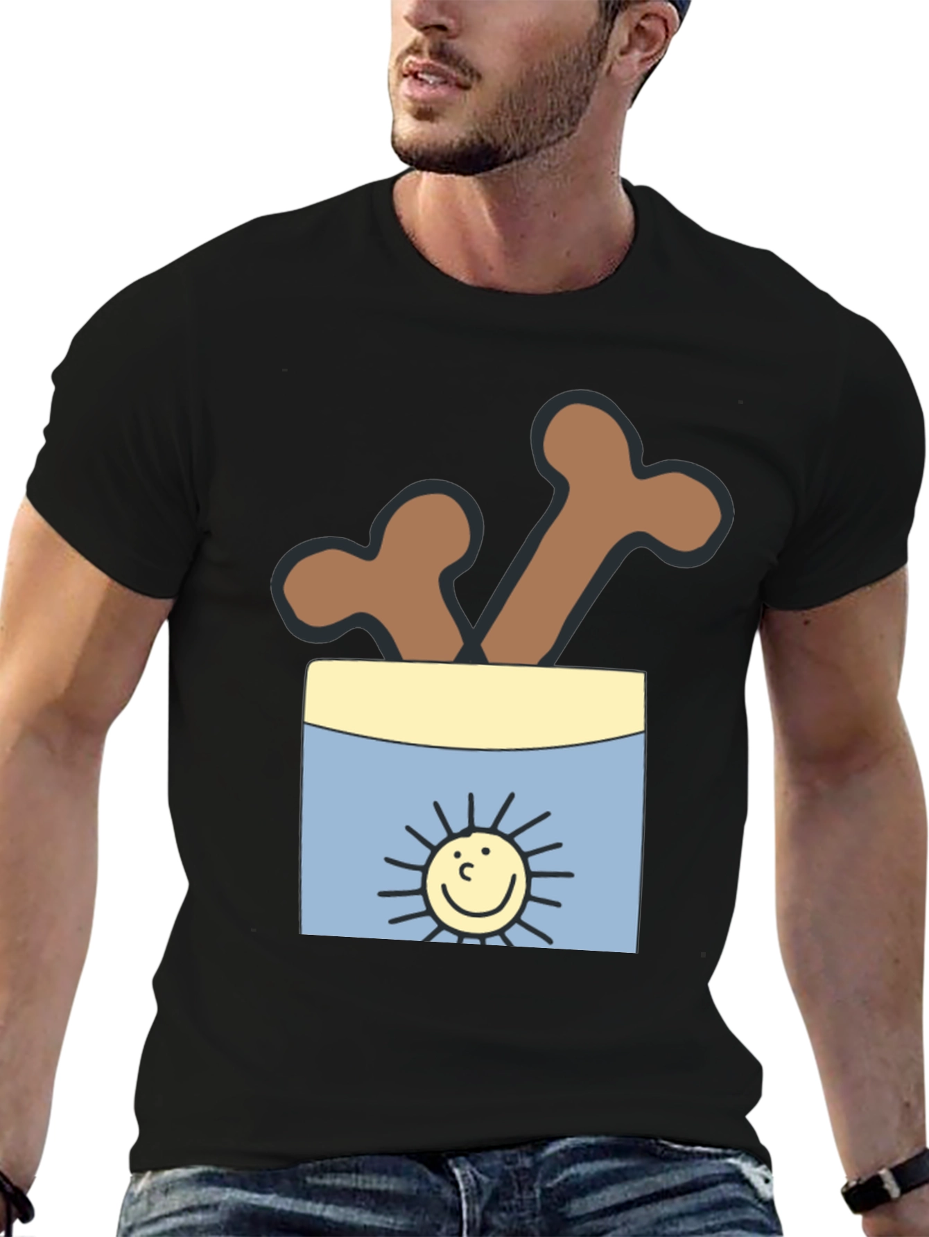 Black Funny Bone T-Shirt - Cartoon Style Graphic Tee view 6