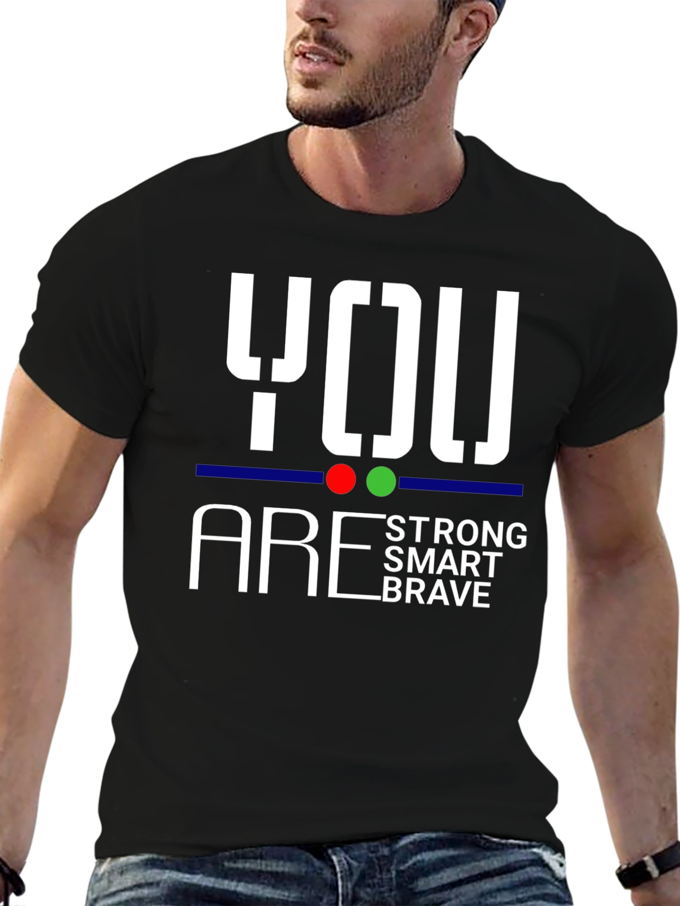 Black You Are Strong Smart Brave Men's Black T-Shirt view 6
