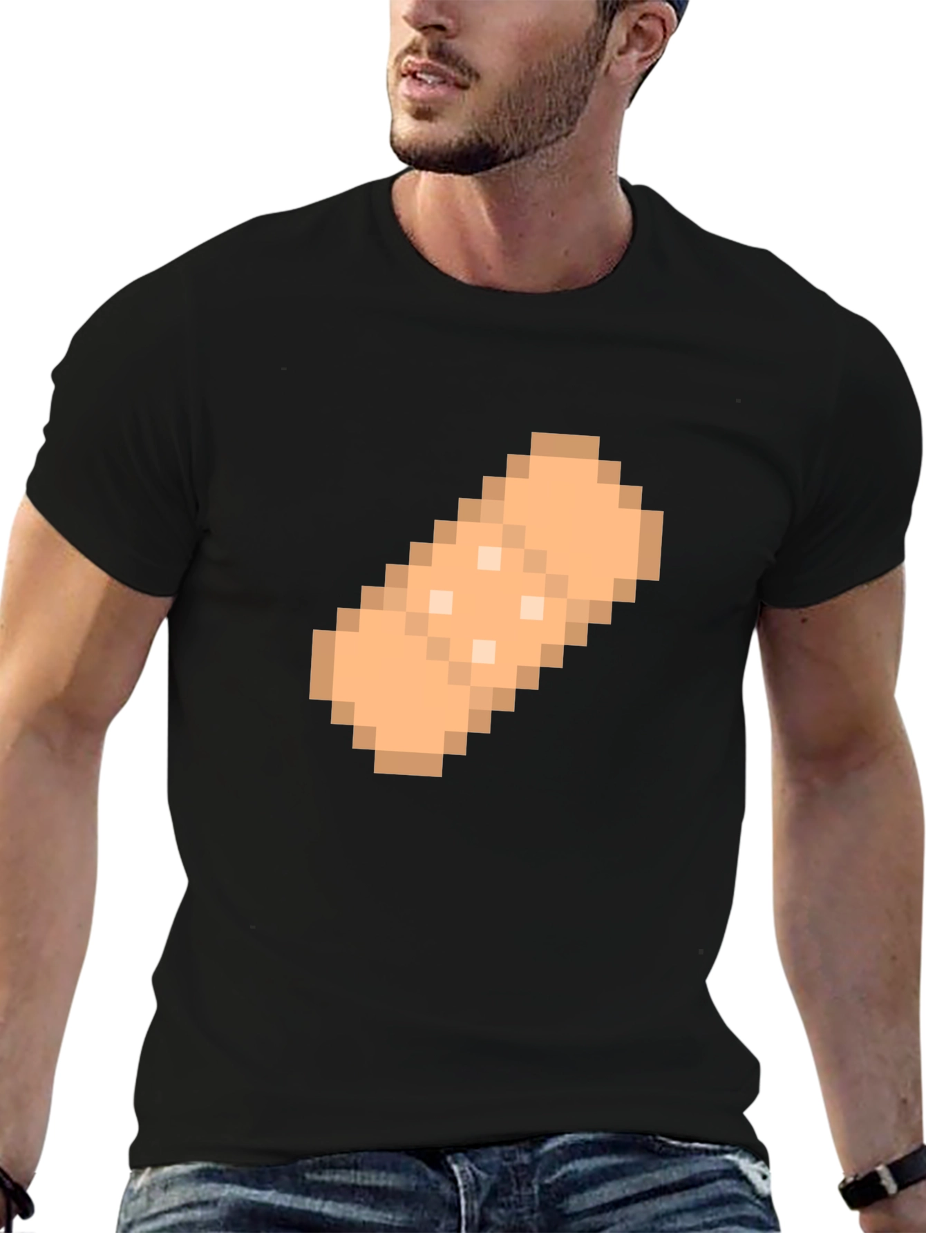 Black Pixelated Bandage Graphic T-Shirt - Black view 6