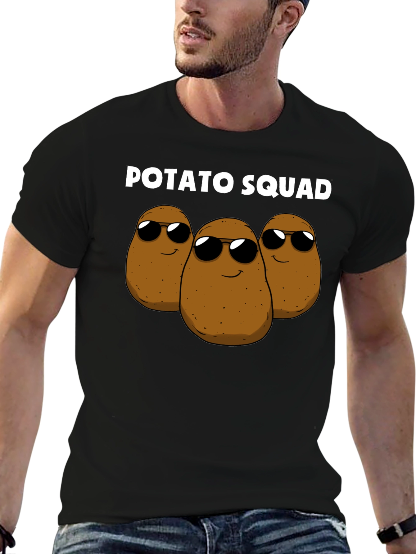 Black Potato Squad Graphic Tee - Funny Food Shirt view 6