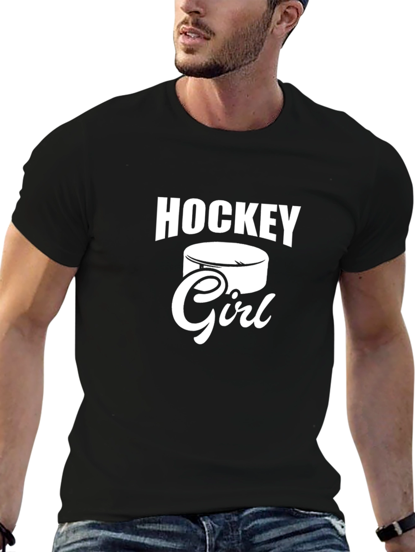 Black Hockey Girl Graphic T-Shirt - Sporty Casual Tee view 6