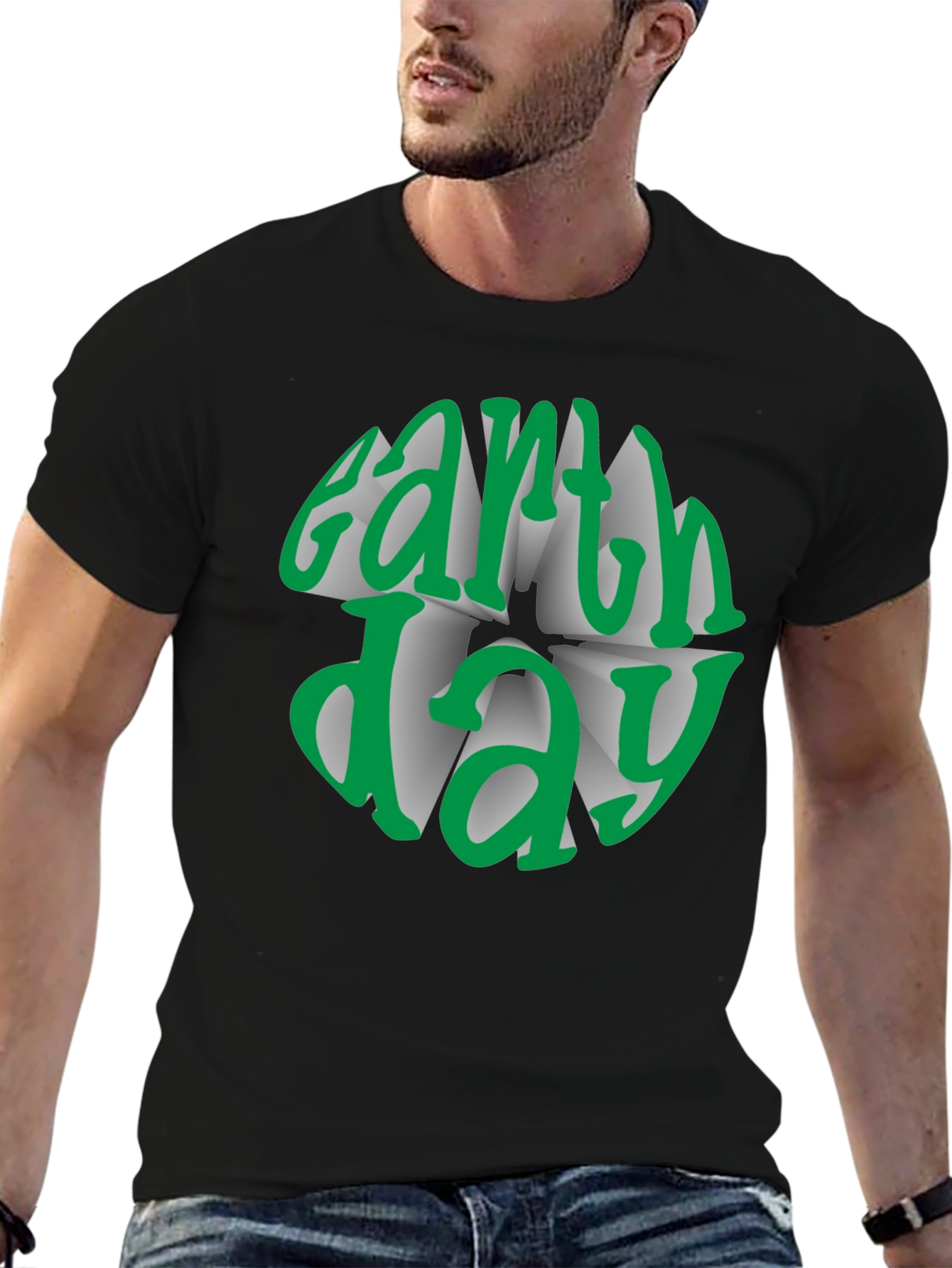 Black Earth Day Graphic Tee - Black Cotton T-Shirt view 6