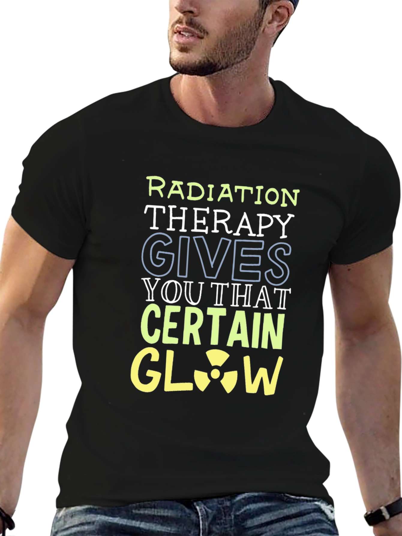 Black Radiation Therapy Glow Black Graphic T-Shirt view 6