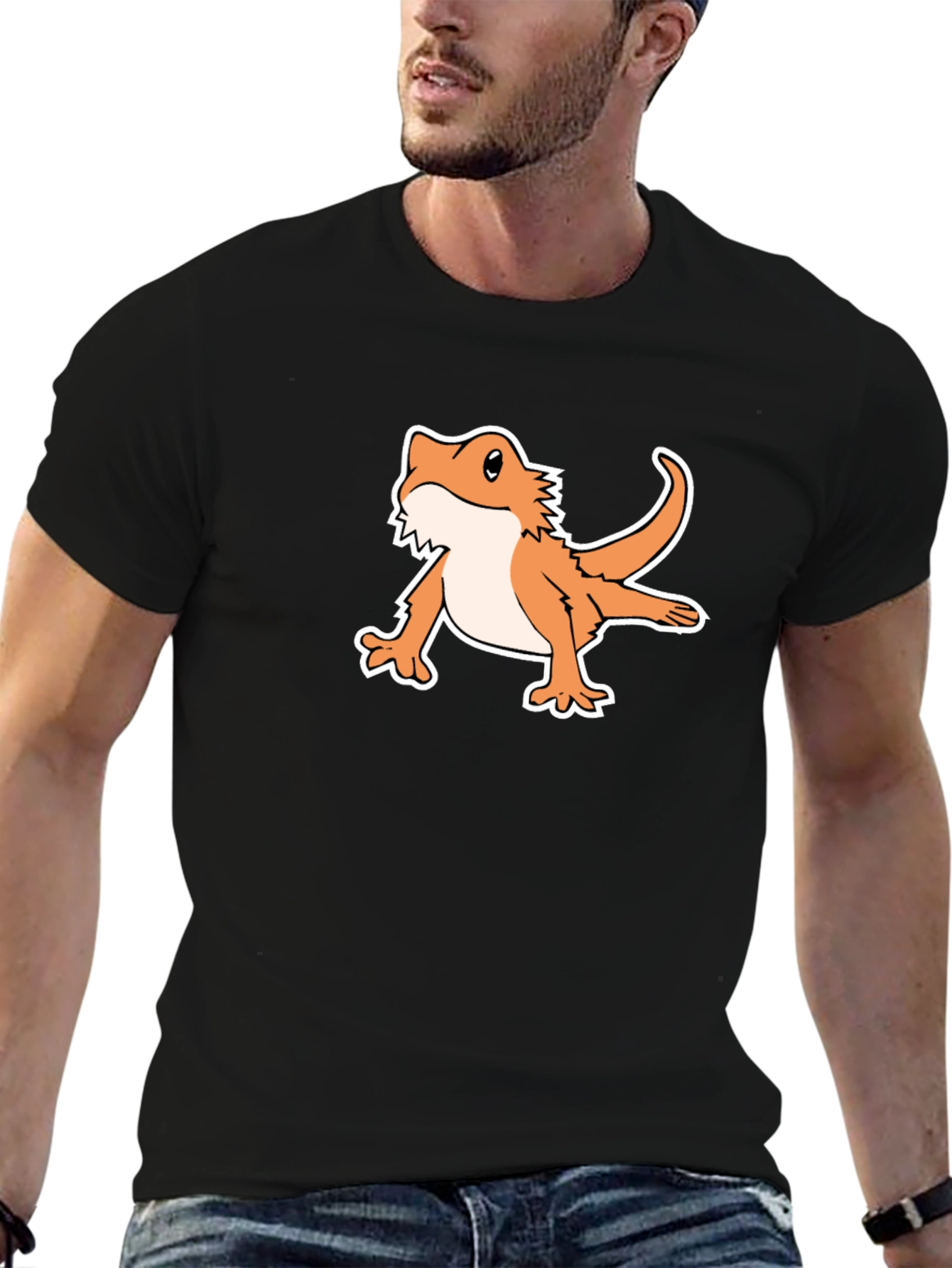 Black Bearded Dragon Tee - Cute Lizard Pet Graphic T-Shirt view 6
