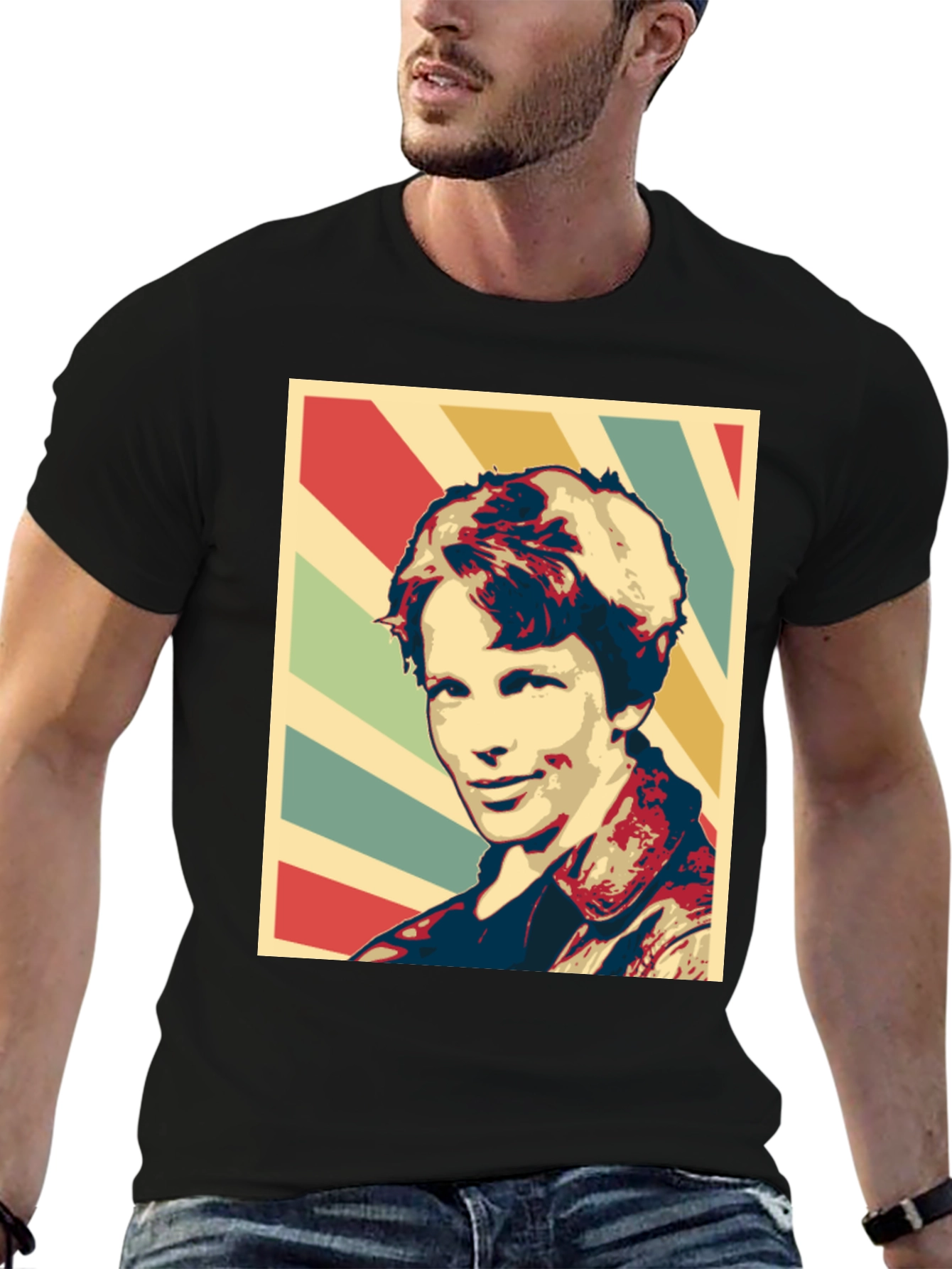 Black Retro Graphic Tee - Classic Pop Art Style view 6