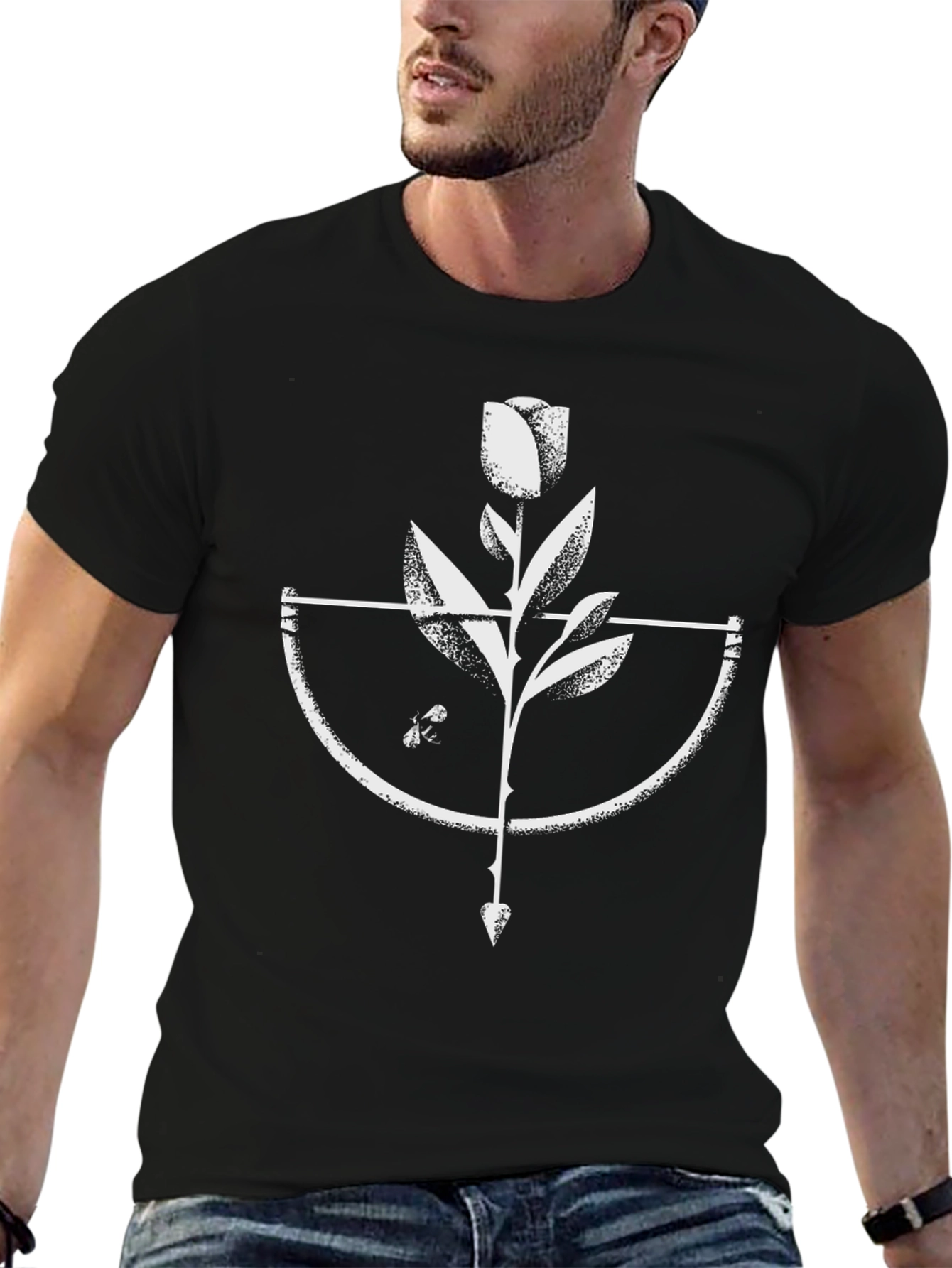 Black Rose & Arrow Graphic T-Shirt - Unique Design view 6