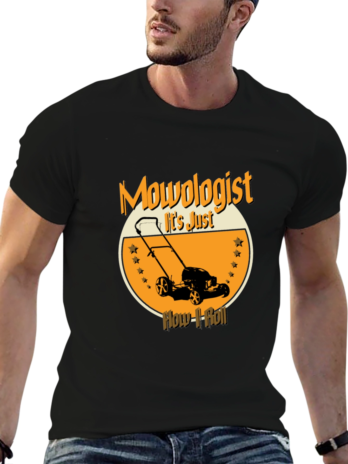 Black Mowologist T-Shirt - Lawn Mowing Humor view 6