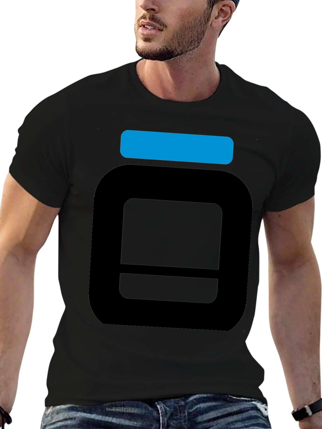 Black Bold Graphic Tee: Black T-Shirt with Abstract Design view 6