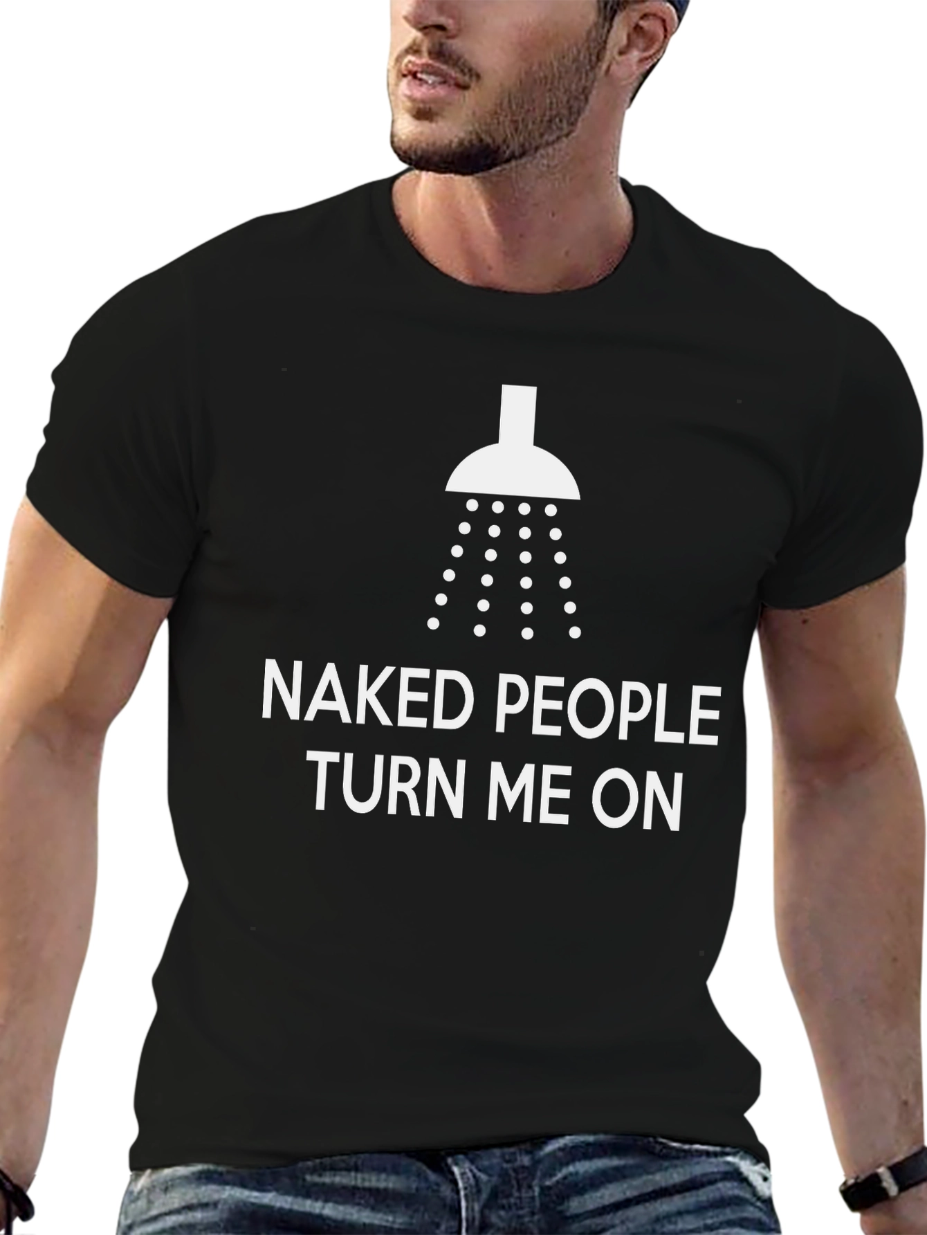Black Naked People Turn Me On Graphic Tee - Black Humor T-Shirt view 6