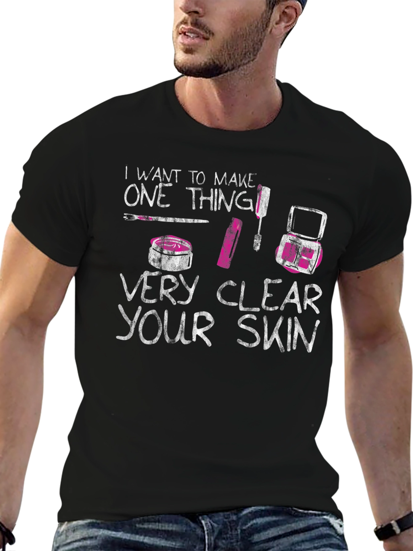 Black Makeup Artist T-Shirt: Clear Skin Statement Tee view 6
