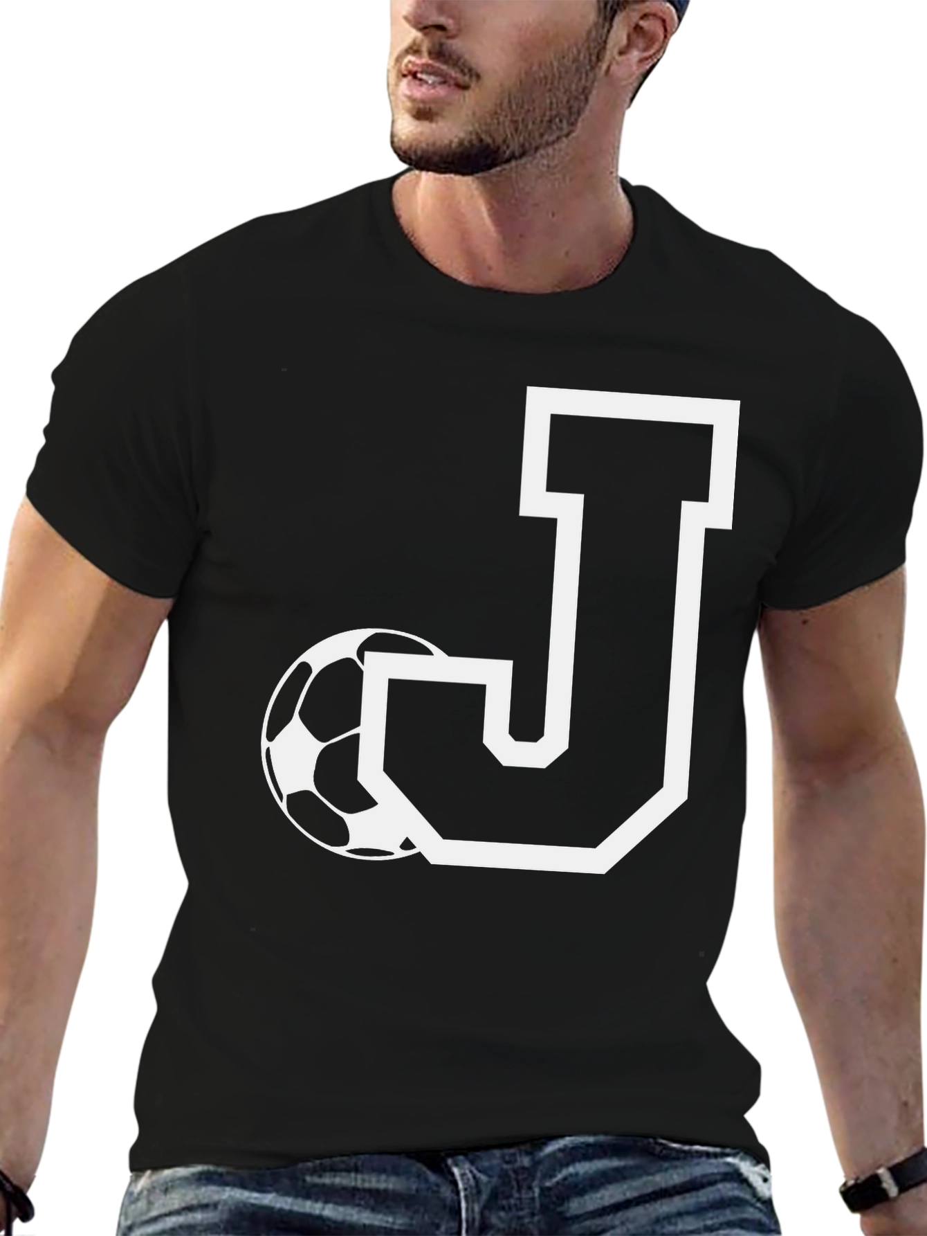 Black Soccer Initial J T-Shirt view 6
