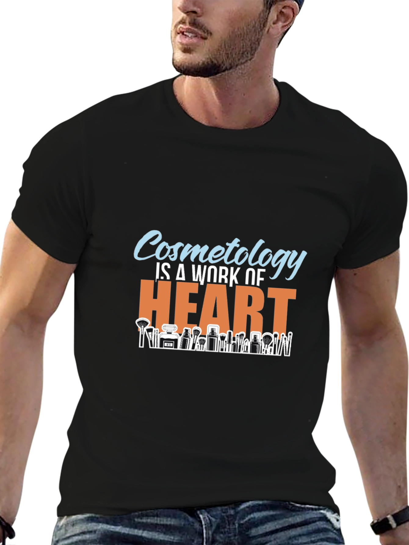 Black Cosmetology Is A Work Of Heart Black T-Shirt view 6