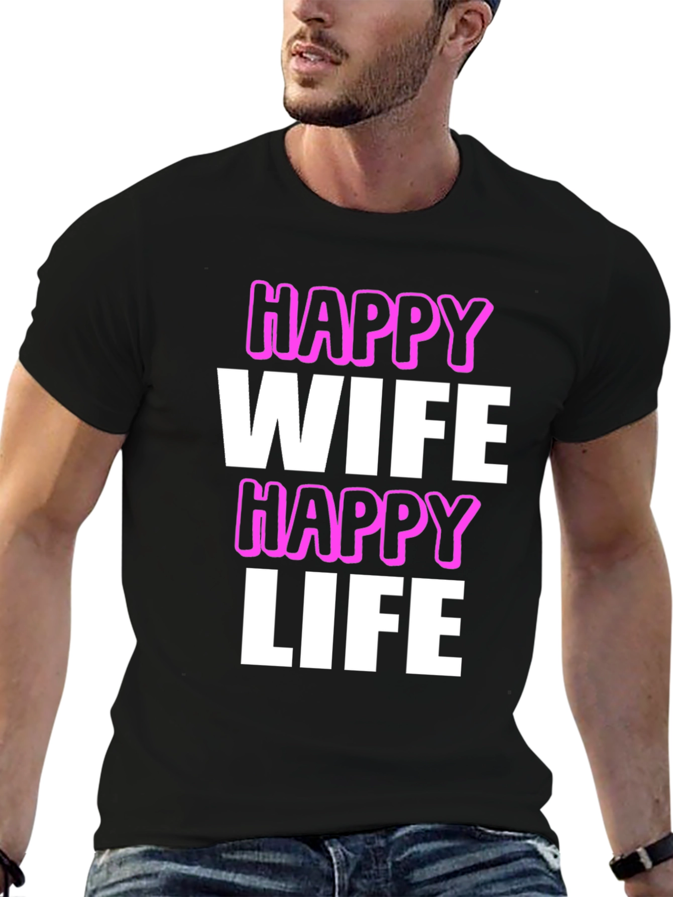 Black Happy Wife Happy Life Graphic Tee view 6