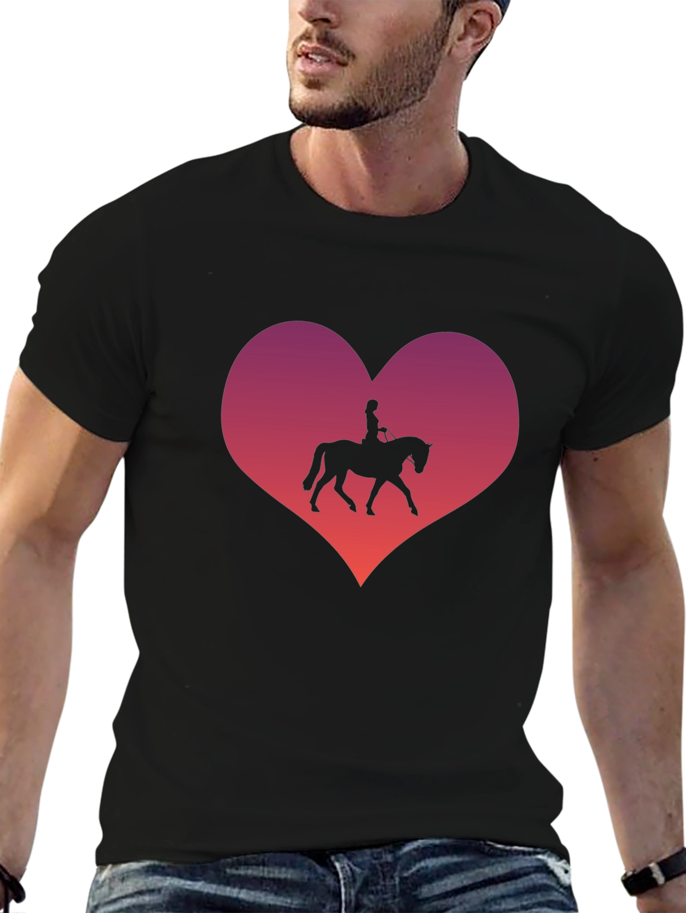 Black Equestrian Heart T-Shirt - Horse Lover's Gift view 6