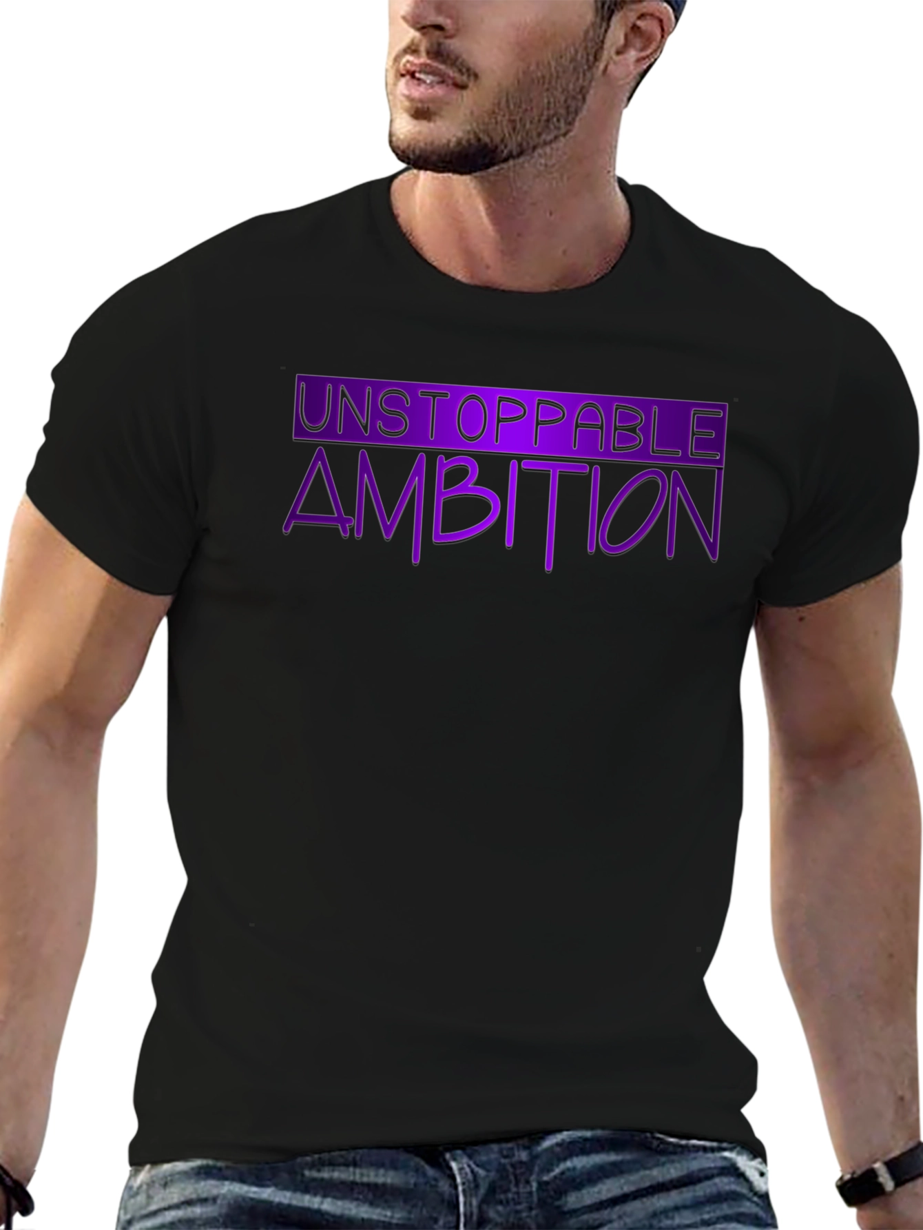 Black Unstoppable Ambition Graphic Tee view 6