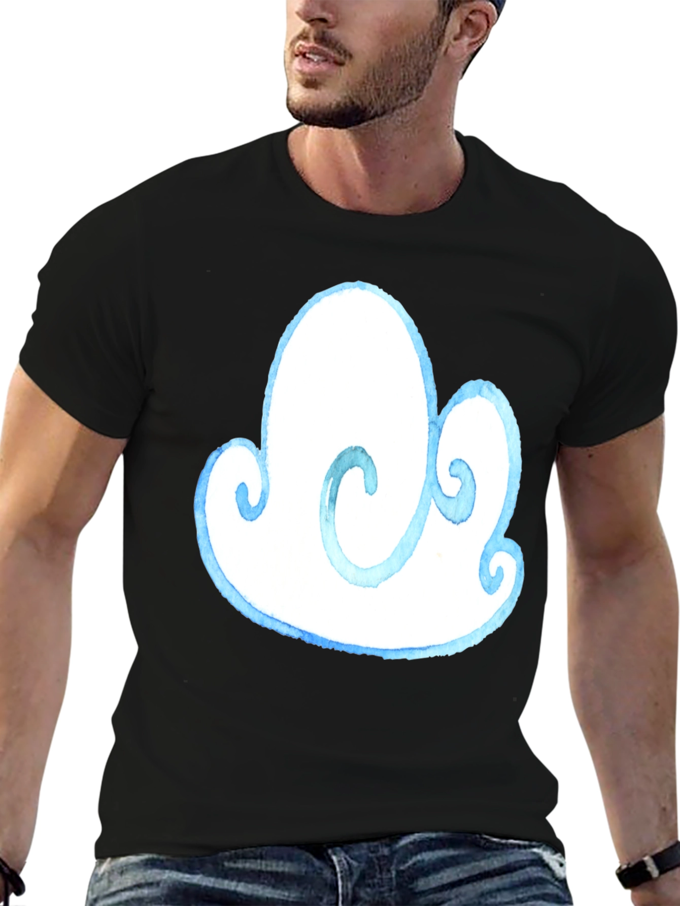 Black Cloud Graphic Tee - Black Cotton T-Shirt view 6