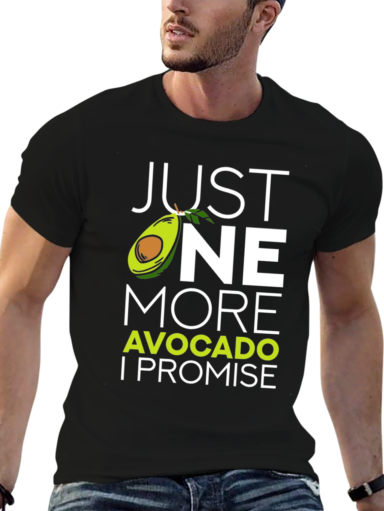 Black Just One More Avocado T-Shirt - Funny Foodie Tee view 6