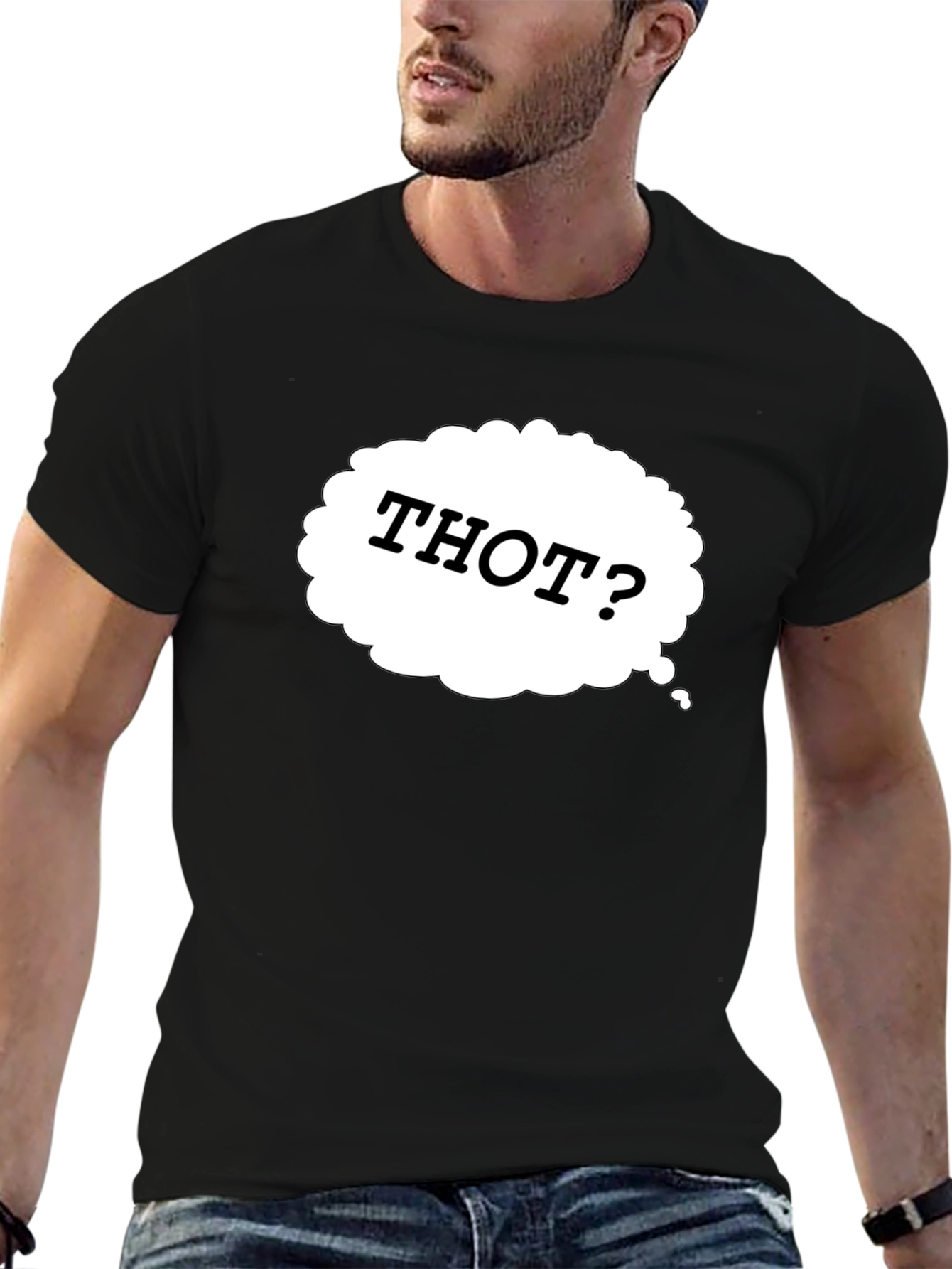 Black Thot? Novelty Graphic Black T-Shirt view 6