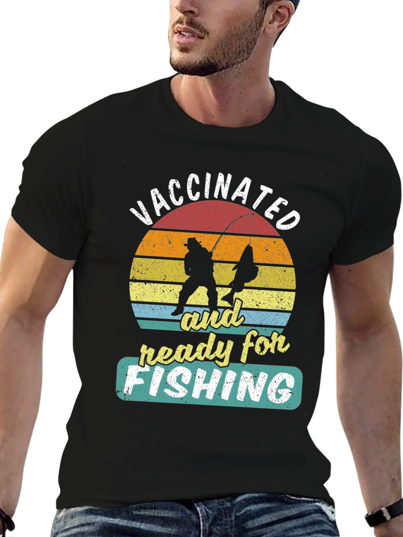 Black Vaccinated and Ready for Fishing T-Shirt view 6