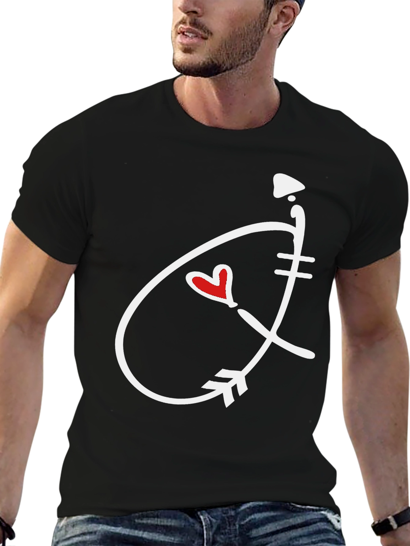 Black Heart Arrow Graphic Tee - Stylish Casual Shirt view 6