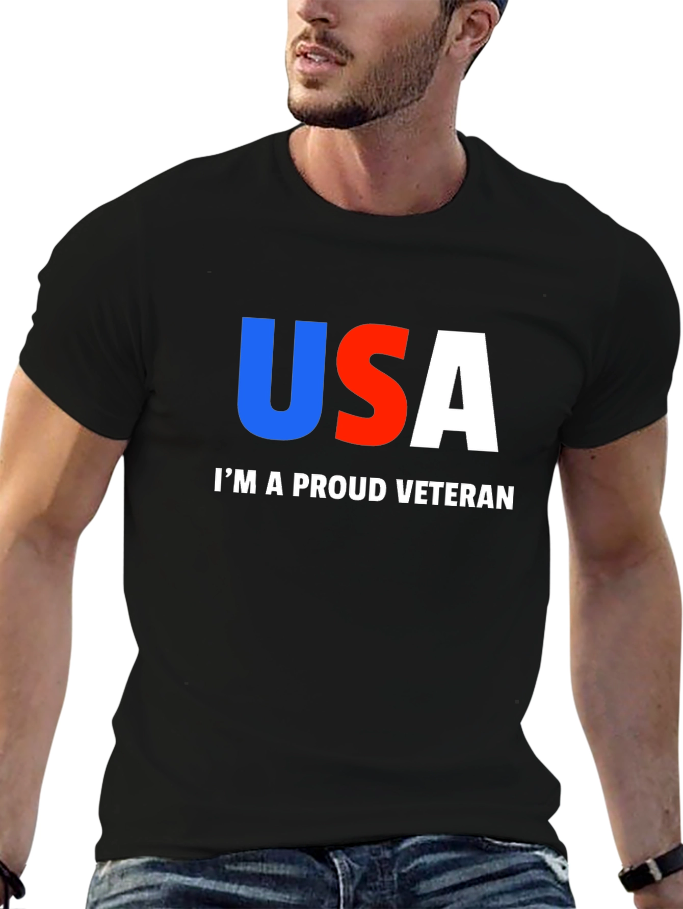 Black Proud Veteran USA Graphic T-Shirt view 6