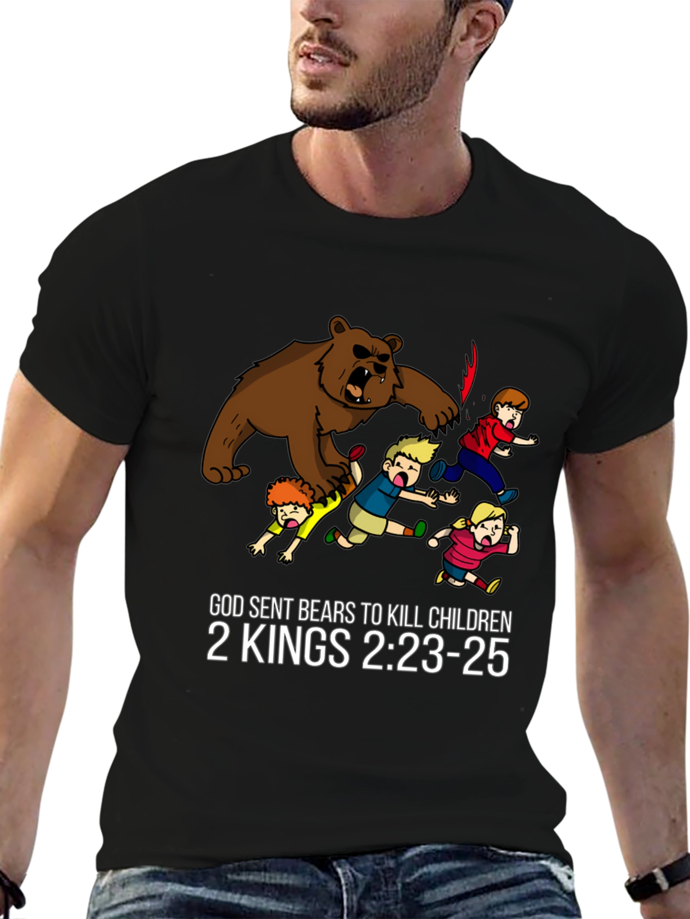 Black God Sent Bears T-Shirt 2 Kings Bible Verse Funny Graphic Tee view 6