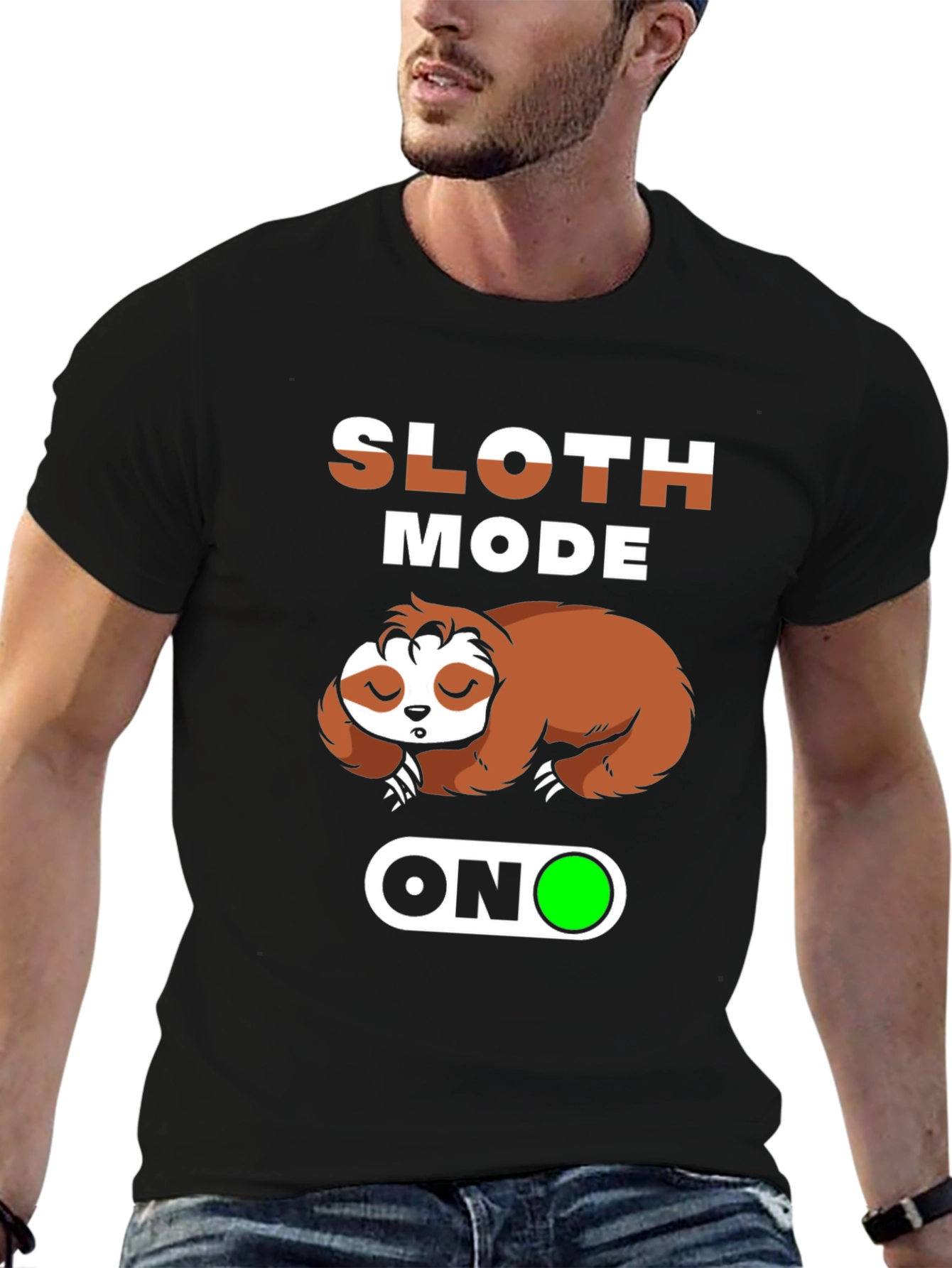 Black Sloth Mode On T-Shirt - Comfy, Relaxed Fit view 6